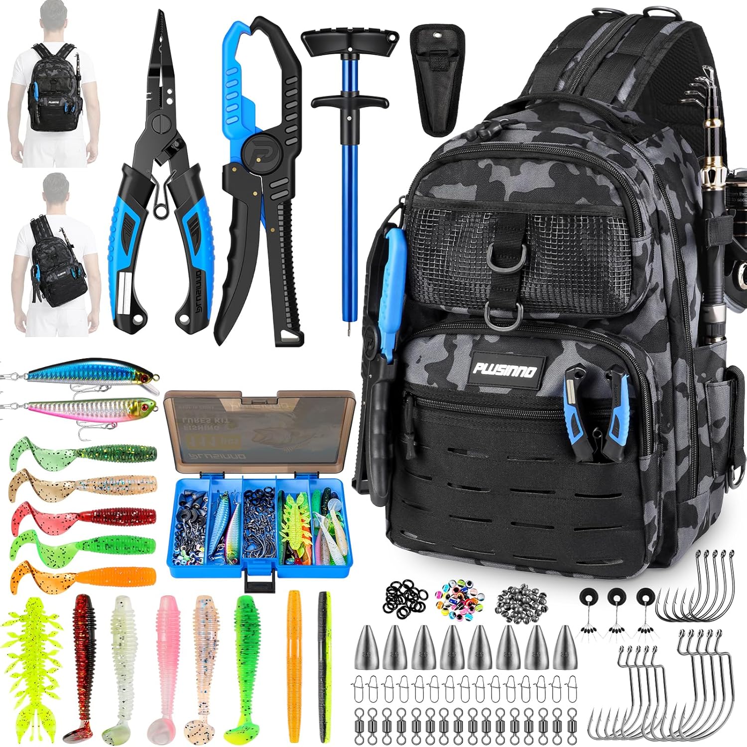 backpack fishing pole Backpack, Tackle Bag With Rod Holders, 40L Capacity With Coole Multiple compartments Fishing & Gear Toadfish
