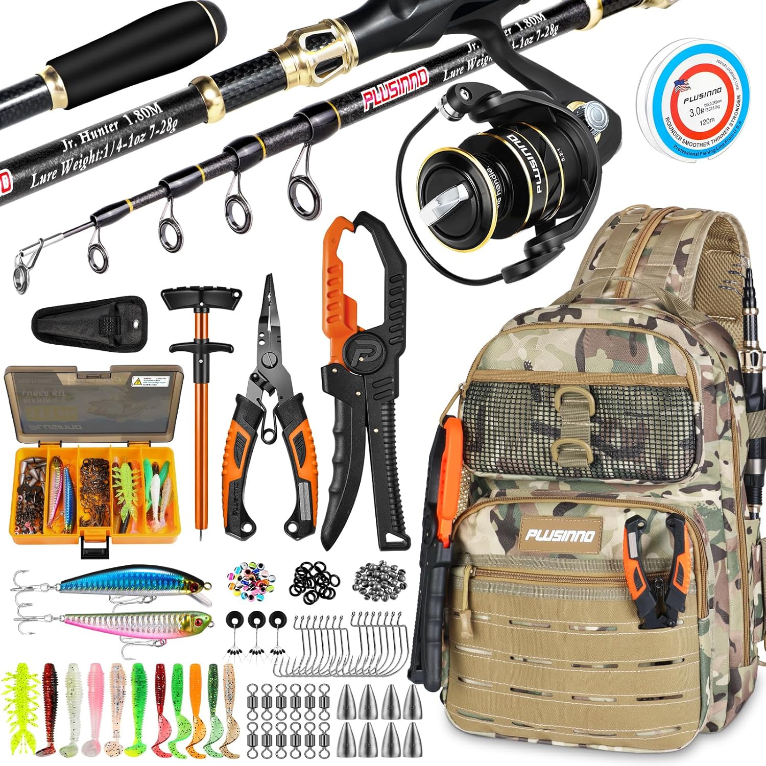 PLUSINNO Fishing Rod and Reel Combos with 1.8M Fishing Rod, Spinning R – Plusinno