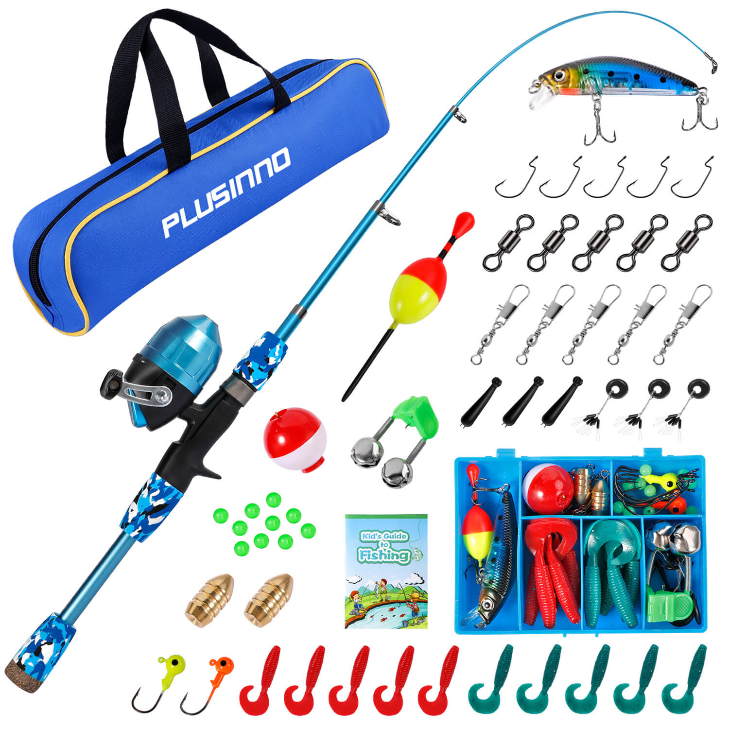 PLUSINNO KFR3 Kids Fishing Rod Combo Full Kits without Net – Plusinno