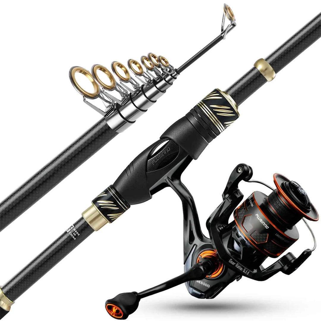 PLUSINNO Eagle Hunting Ⅸ Telescopic Fishing Rods and Reel Combos with Carrier Case