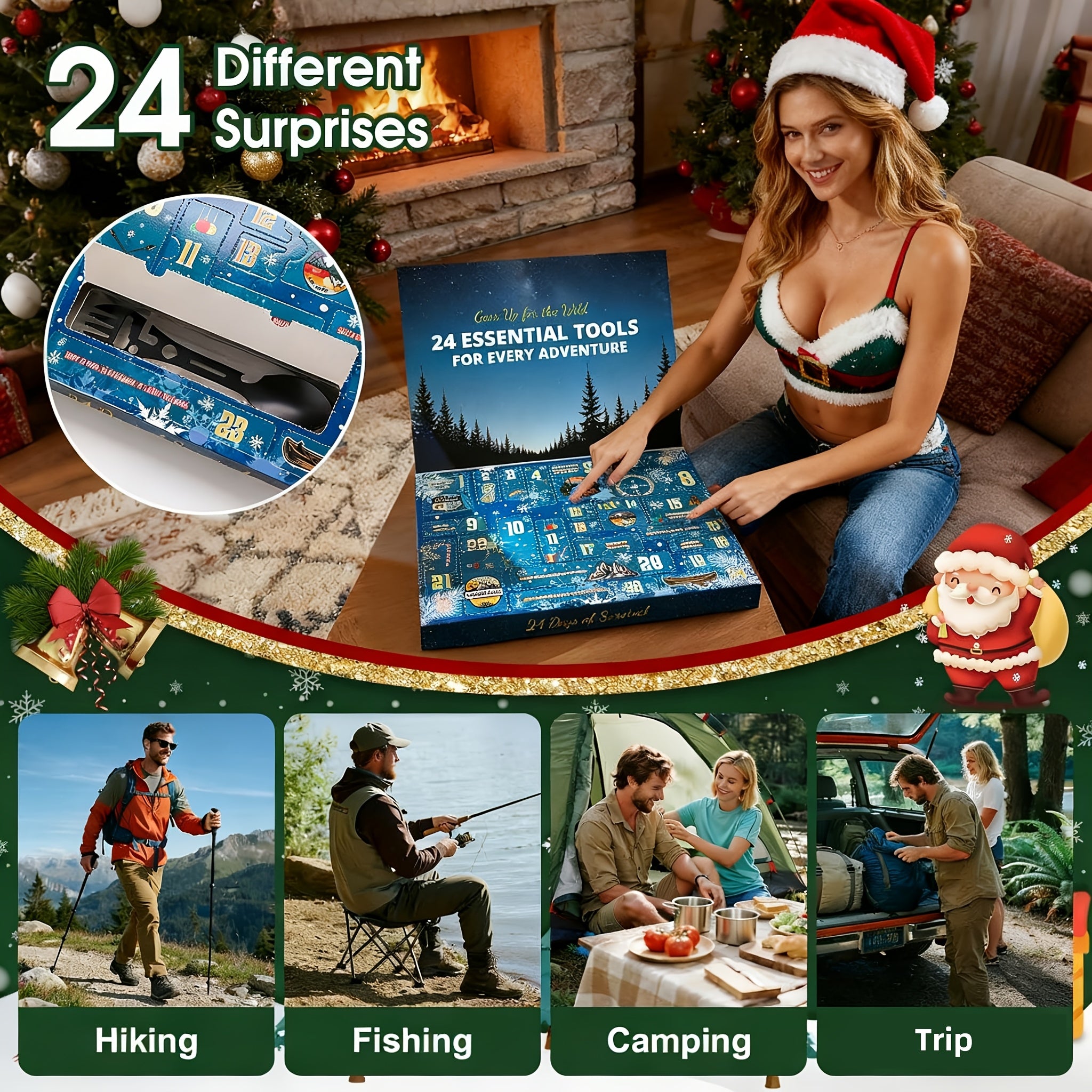 [TOP CHRISTMAS GIFTS] 24-Day Survival Advent Calendar - 24PCS Outdoor Survival Kit | Emergency Gear for Camping, Hiking, Fishing | Perfect Gifts for Him/Her, Men & Women | Includes Multi-Tool, Compass, Fire Starter, Paracord & First Aid