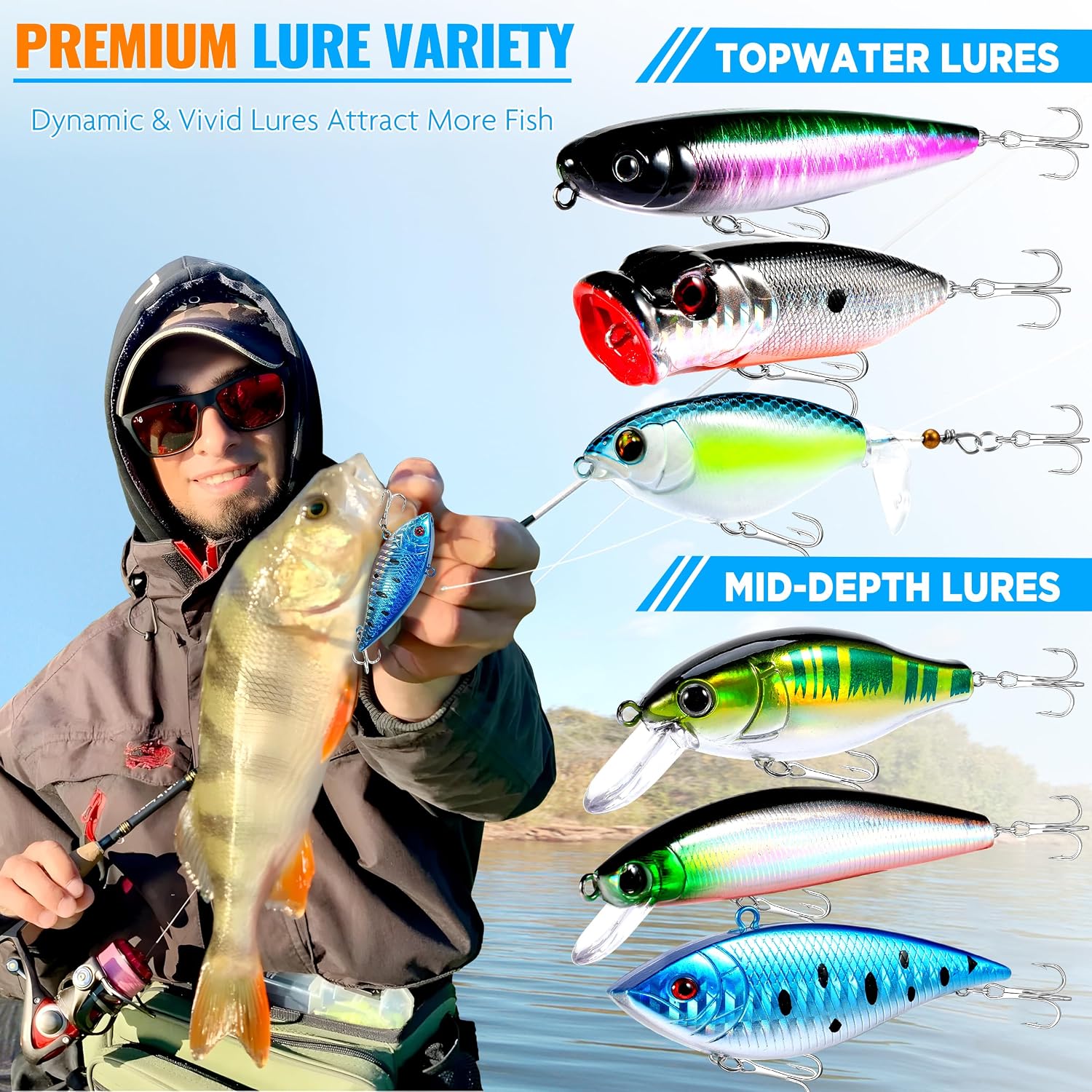 PLUSINNO Fishing Tackle Box - 68 PCS Fishing Gear And Equipment