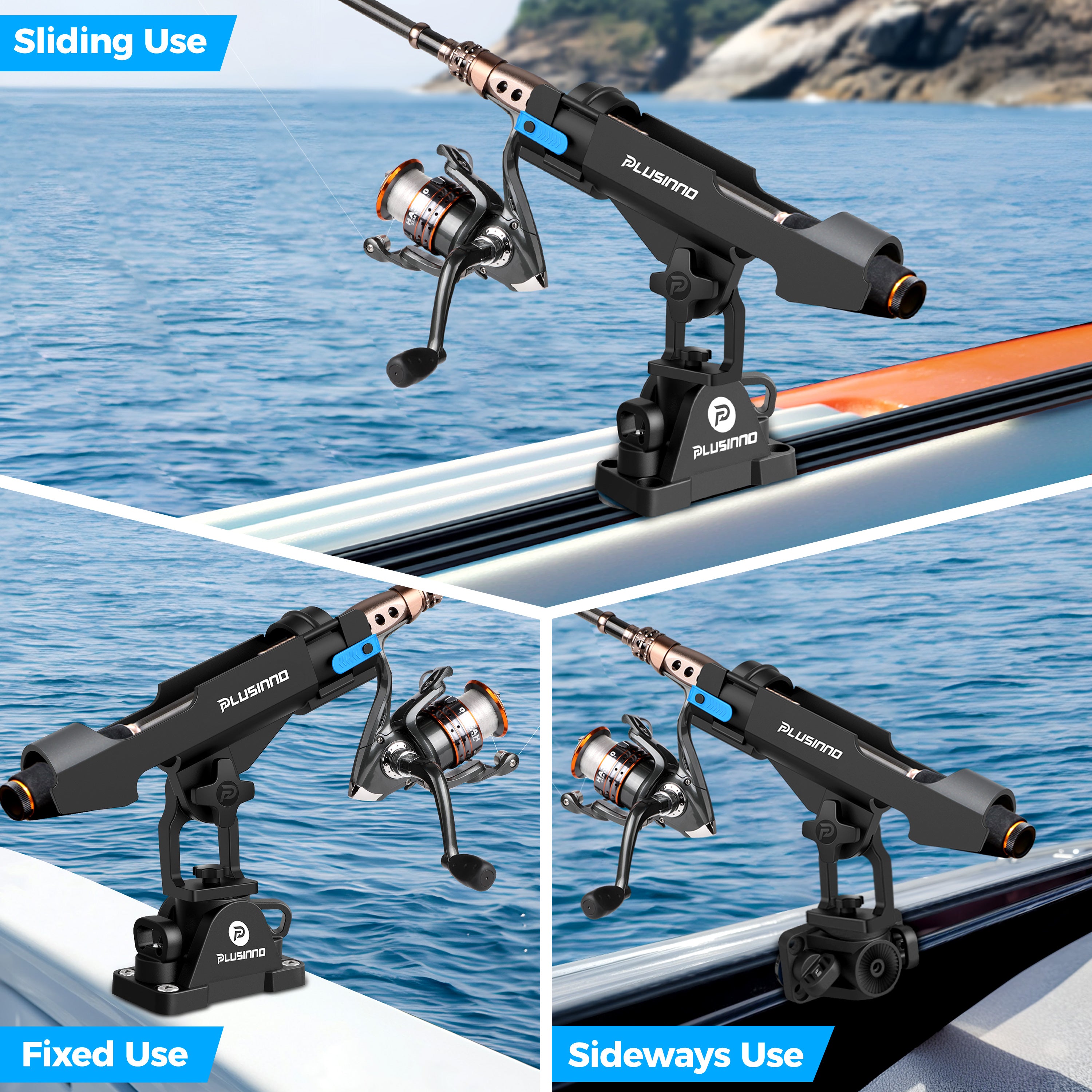 PLUSINNO 2 in 1 Fishing Rod Holders for Boat (Track not included).