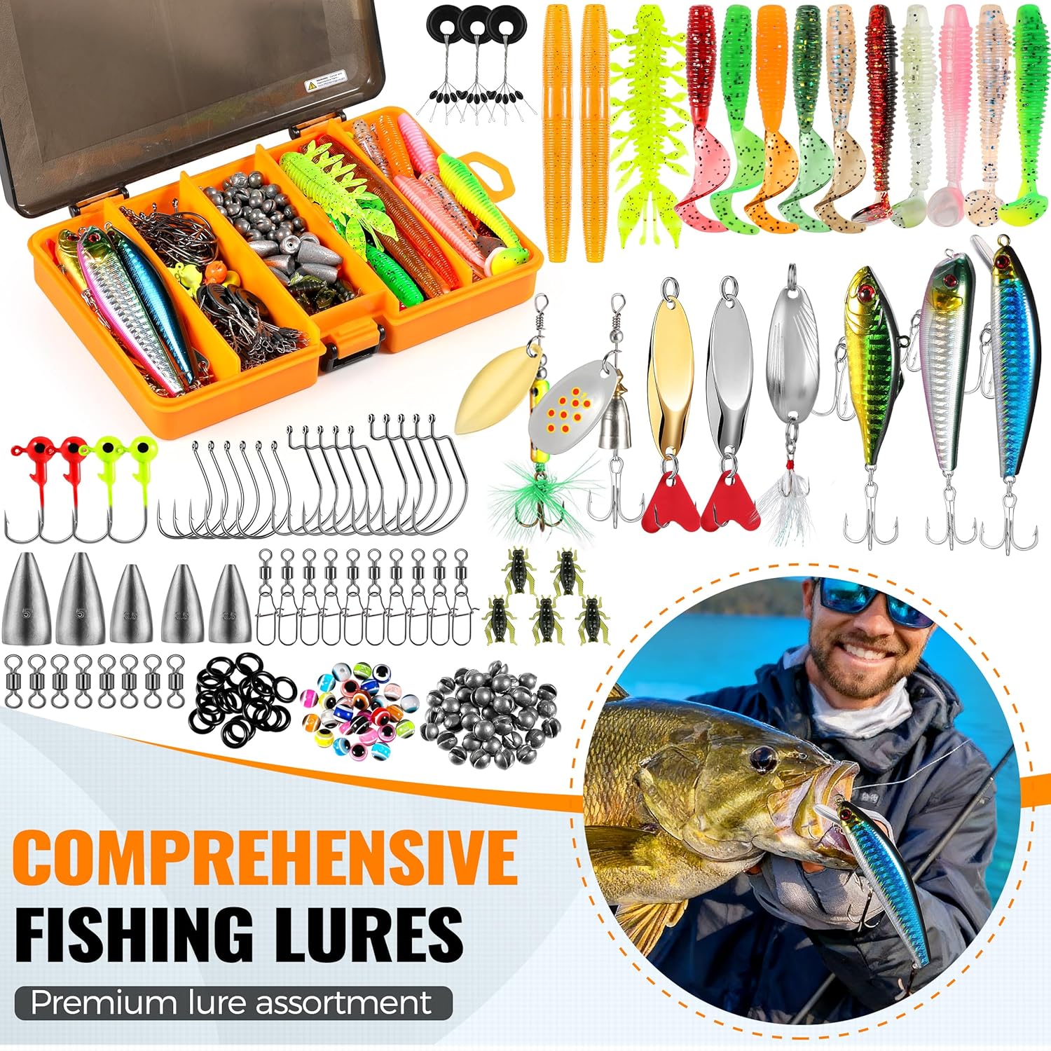 PLUSINNO Eagle HuntingⅠFishing Rod and Reel Combo with Telescopic Fishing Pole, Portable Travel Fishing Rods Kit with Tackle Box Carrier Bag & Manuals