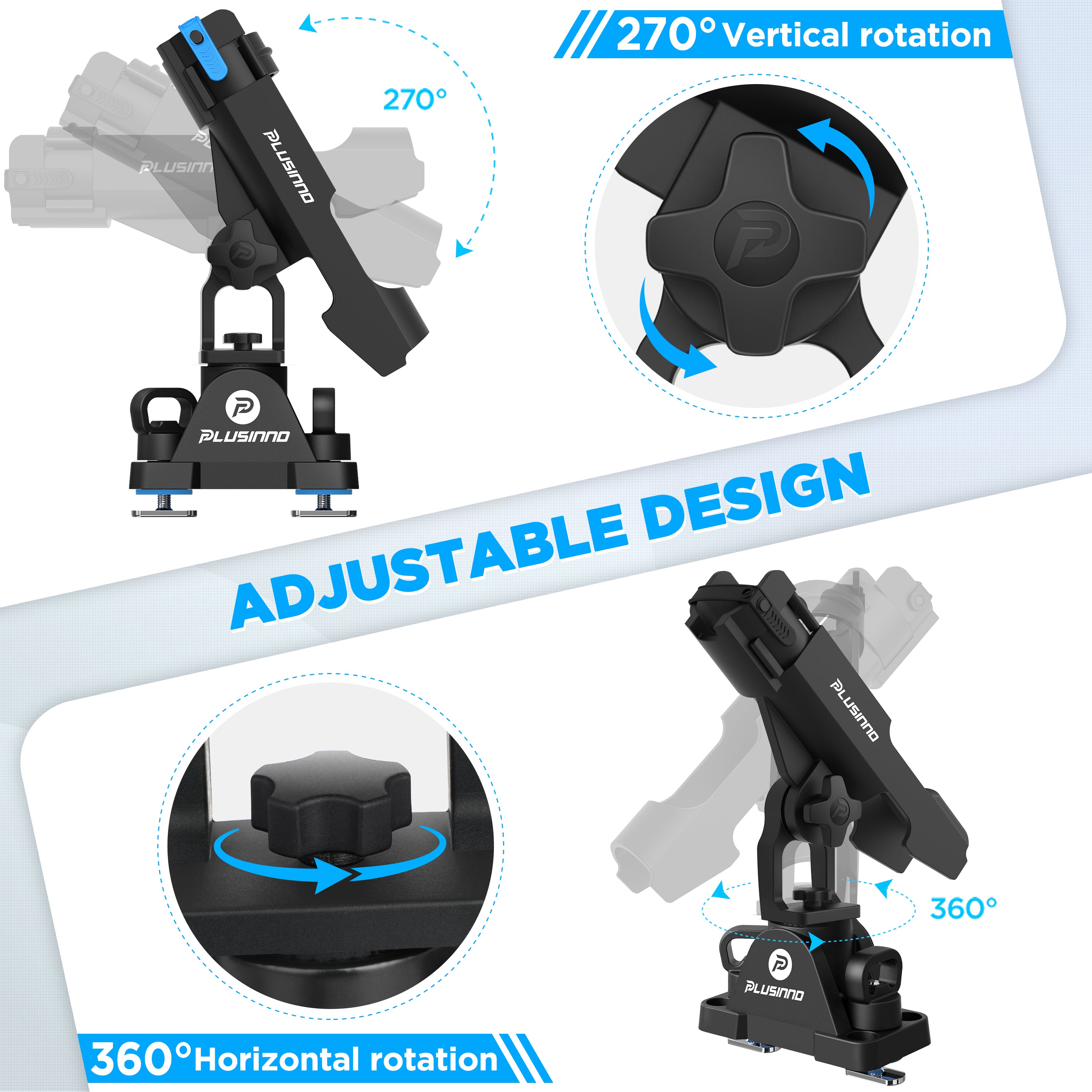 PLUSINNO 2 in 1 Fishing Rod Holders for Boat (Track not included).