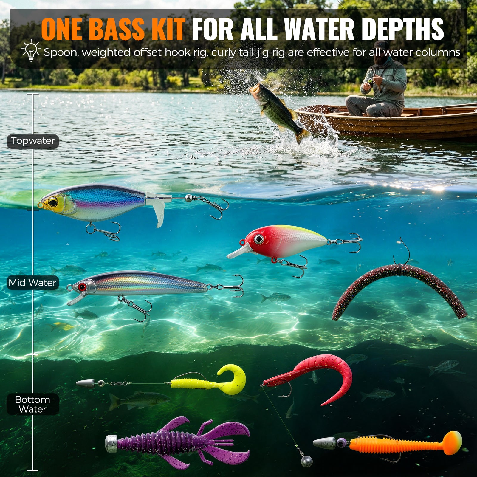 PLUSINNO 307PCS Fishing Tackle Box with Fishing Lures,Fishing Gifts for Men,Trout Fishing Lures,Topwater Lures,Hooks,Fishing Swivel,Spinnerbaits,Saltwater & Freshwater Fishing Gear and Equipment