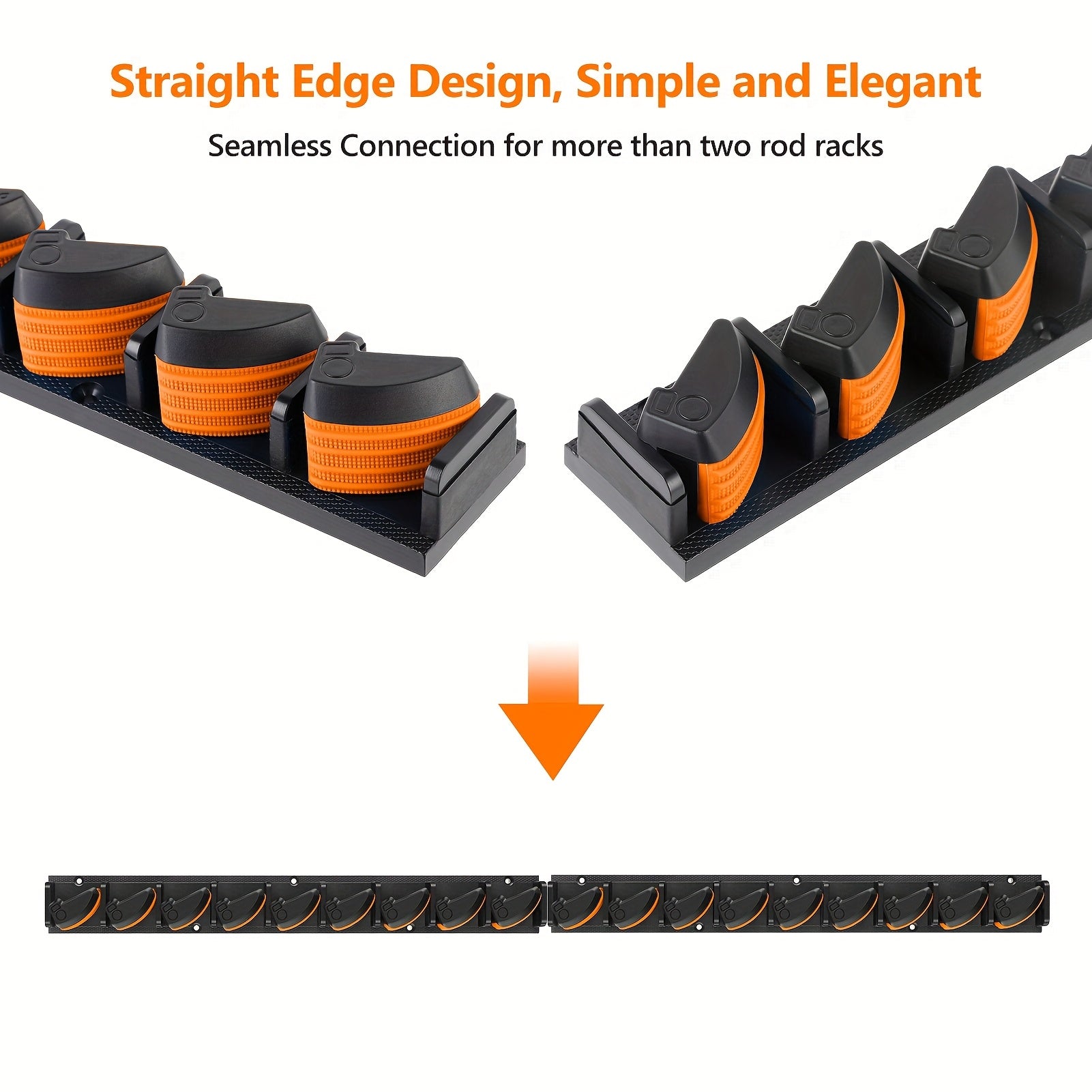 2 PACK kFishing Rod Holder for Garage, Vertical Fishing Rod Rack Orange Color, Wall Mounted Pole Holder with 9 Clamps, Fishing Gear Gifts for Men, Father's Day Gifts