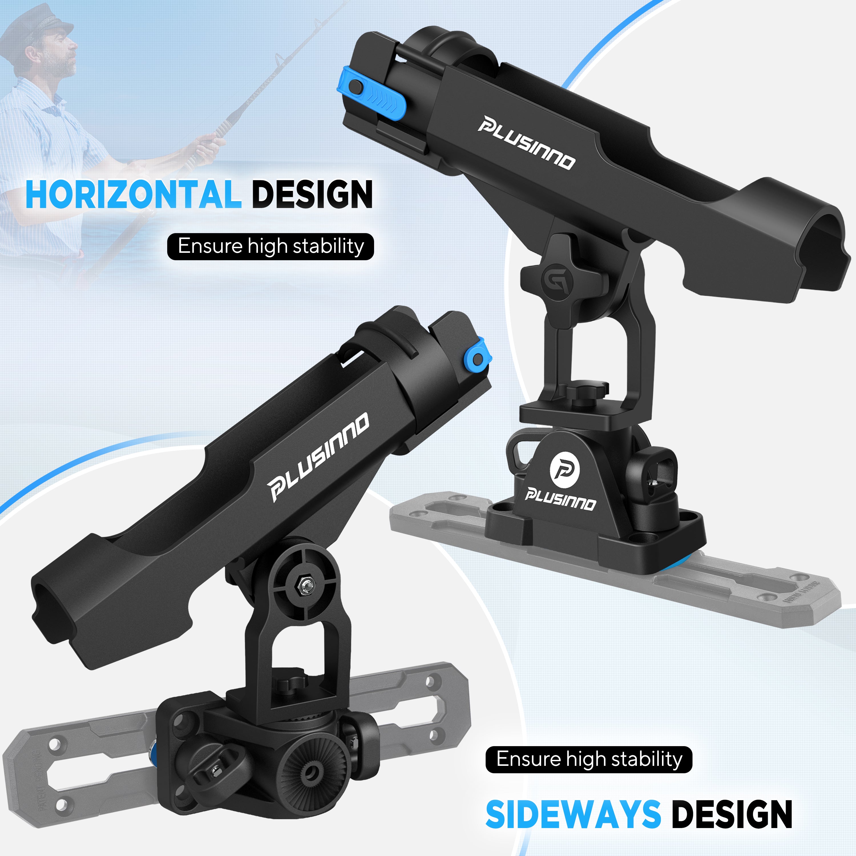 PLUSINNO 2 in 1 Fishing Rod Holders for Boat (Track not included).