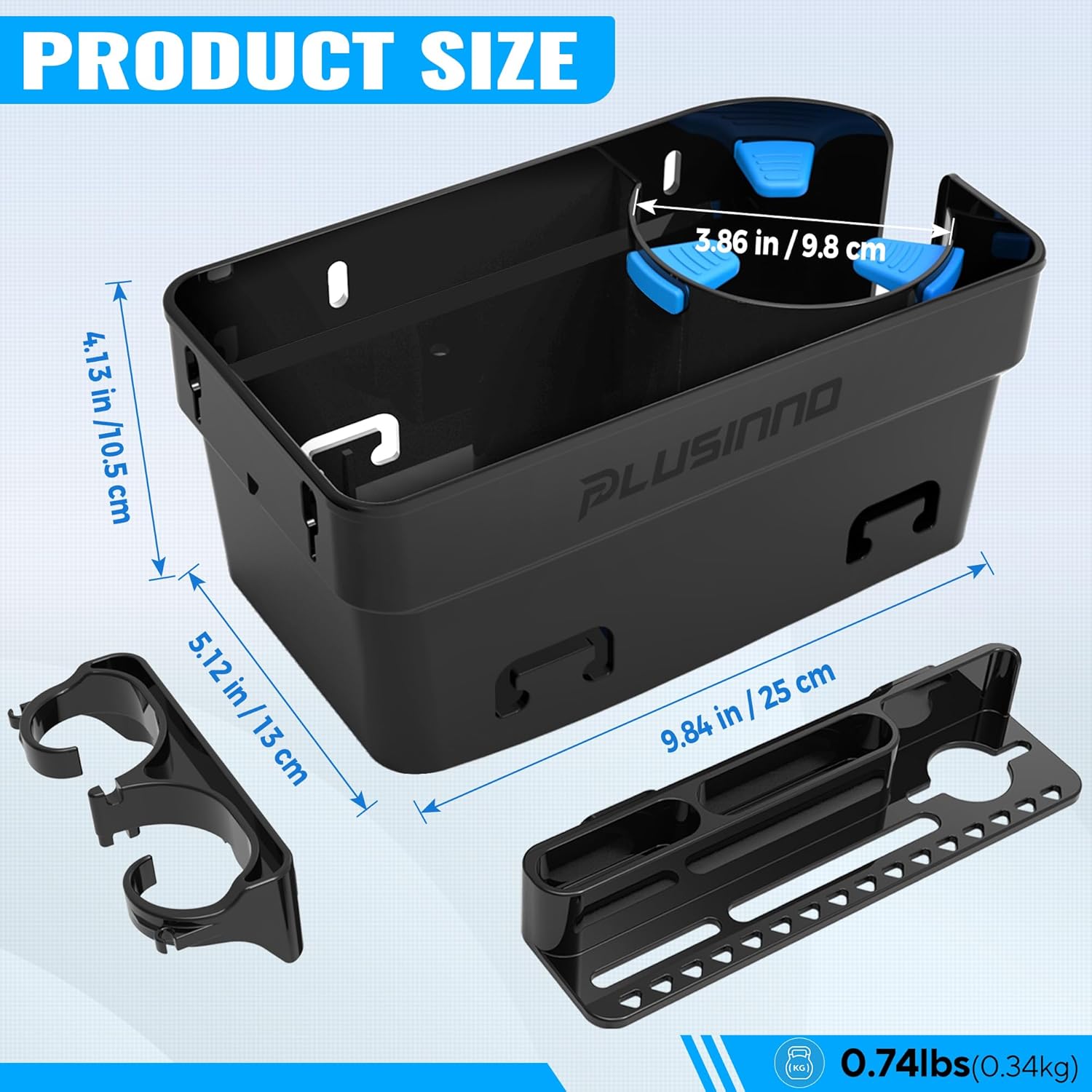 PLUSINNO Boat Cup Holder, Boat Caddy Organizer with Fishing Rod Holder,