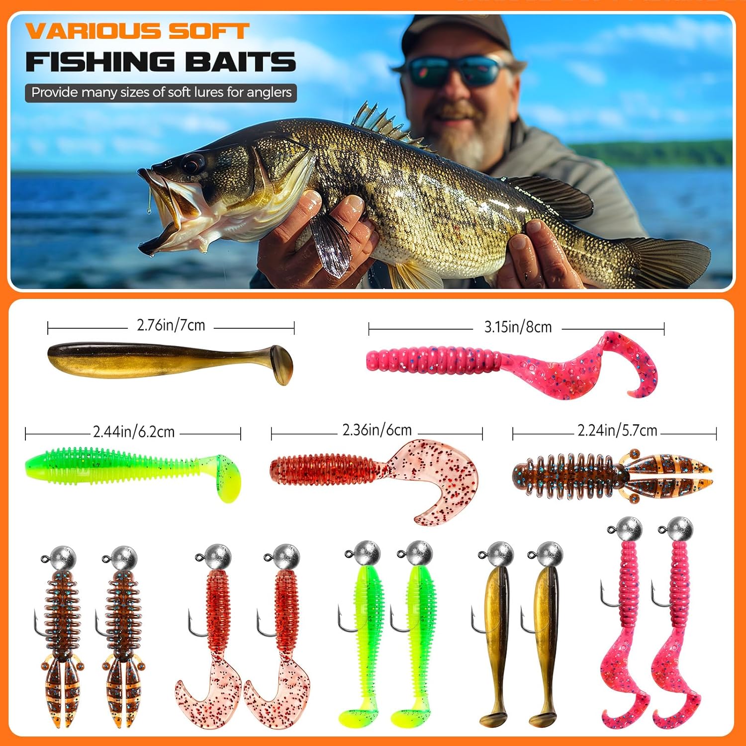 PLUSINNO 108PCS Fishing Lures Kit with Tackle Box