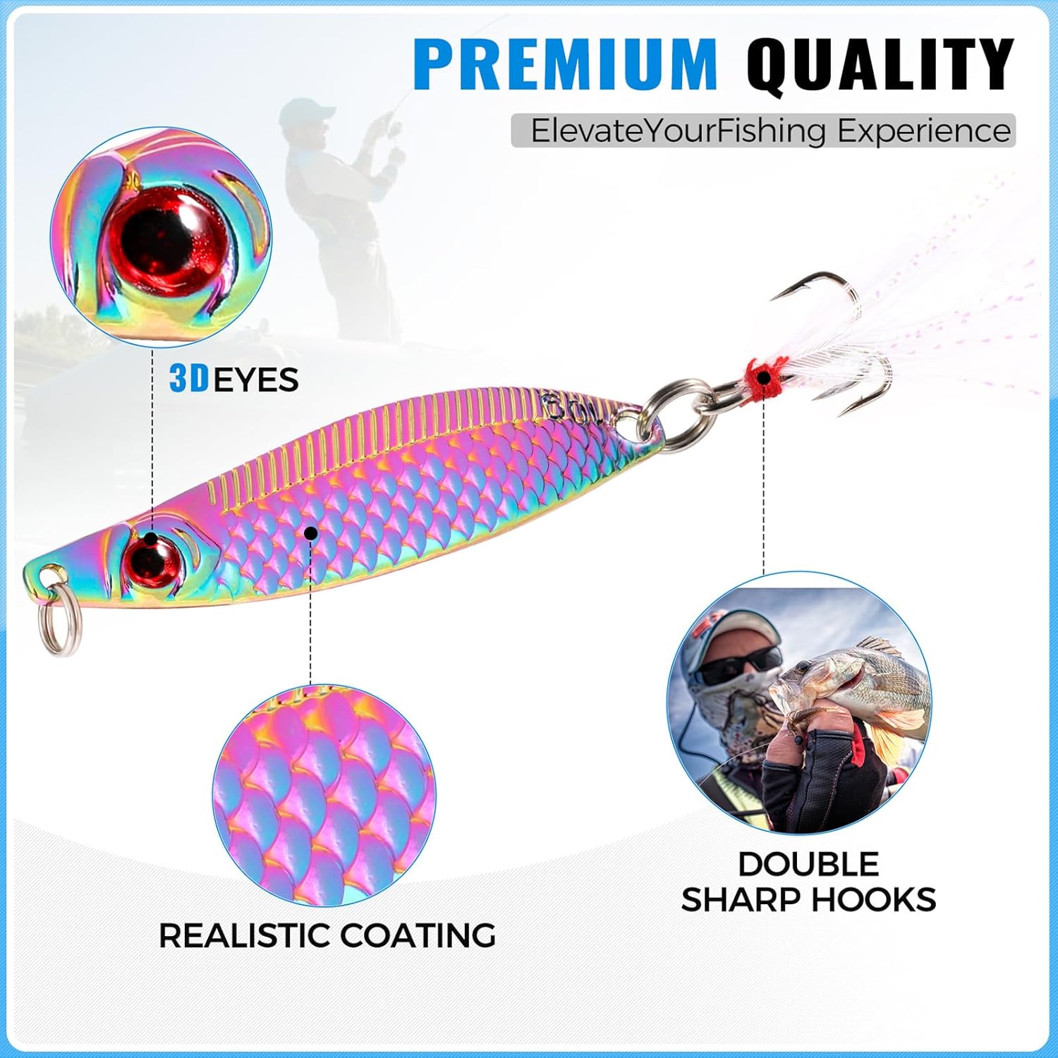 PLUSINNO  32pcs Fishing Lures Spinner set with box