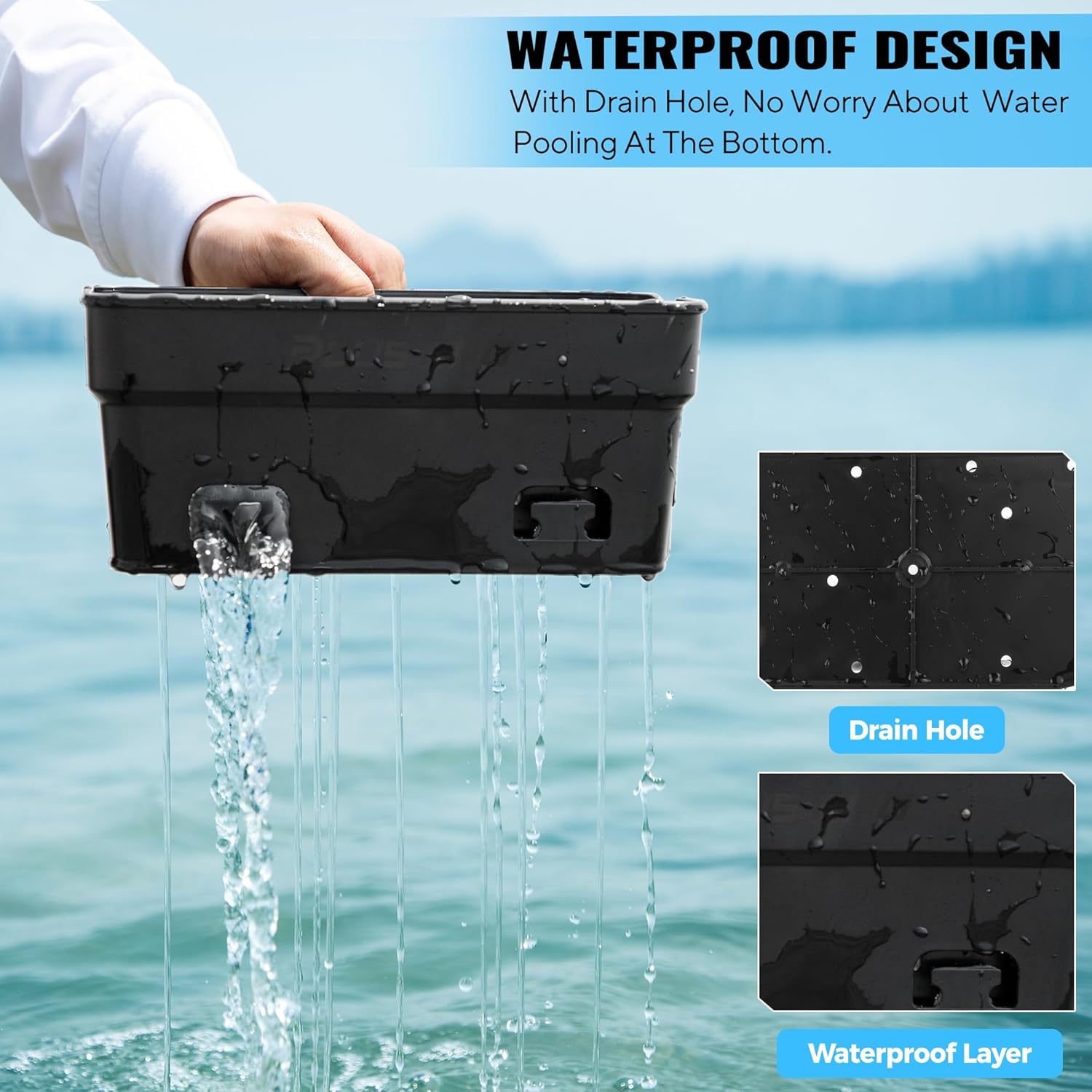 PLUSINNO Boat Cup Holder, Boat Caddy Organizer with Fishing Rod Holder,