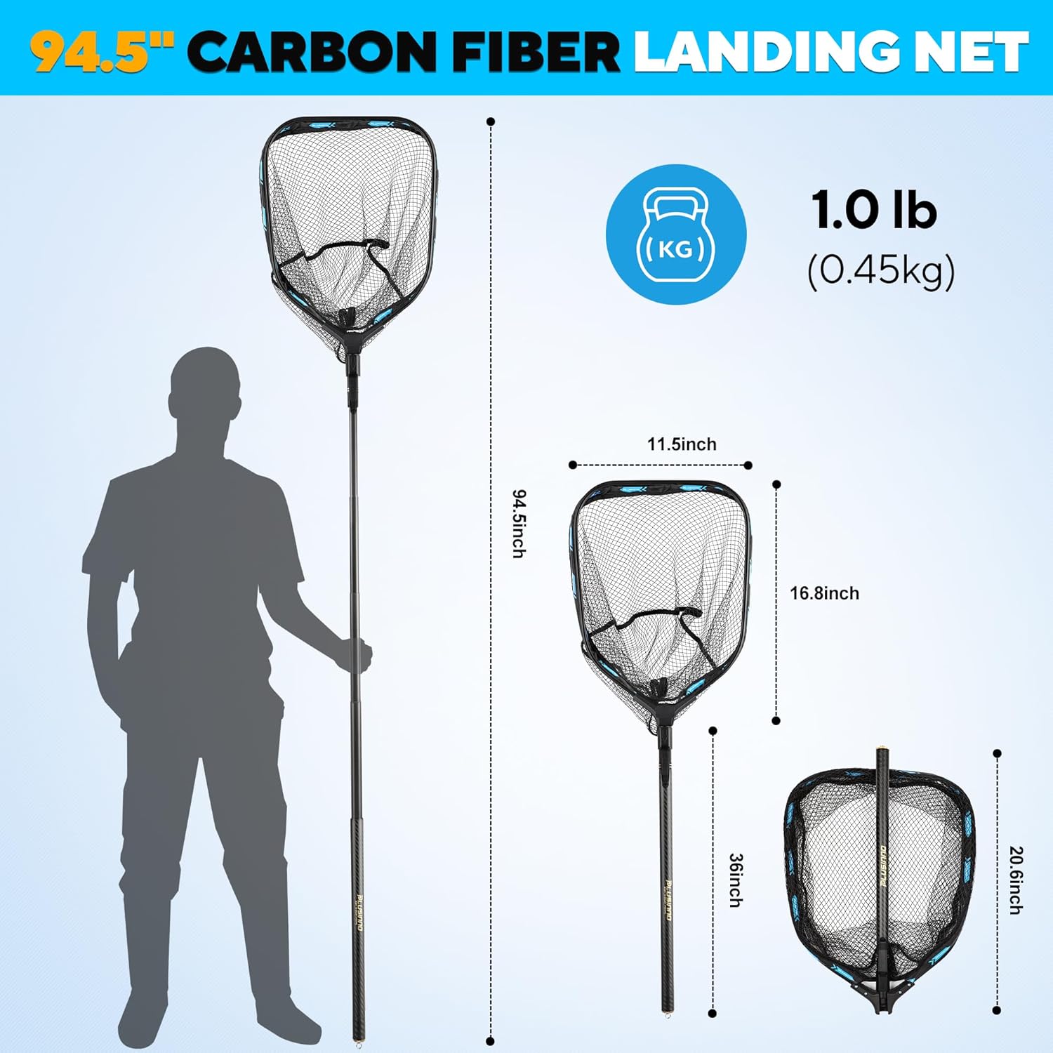 PLUSINNO Carbon Fiber Telescopic Handle Floating Fishing Net