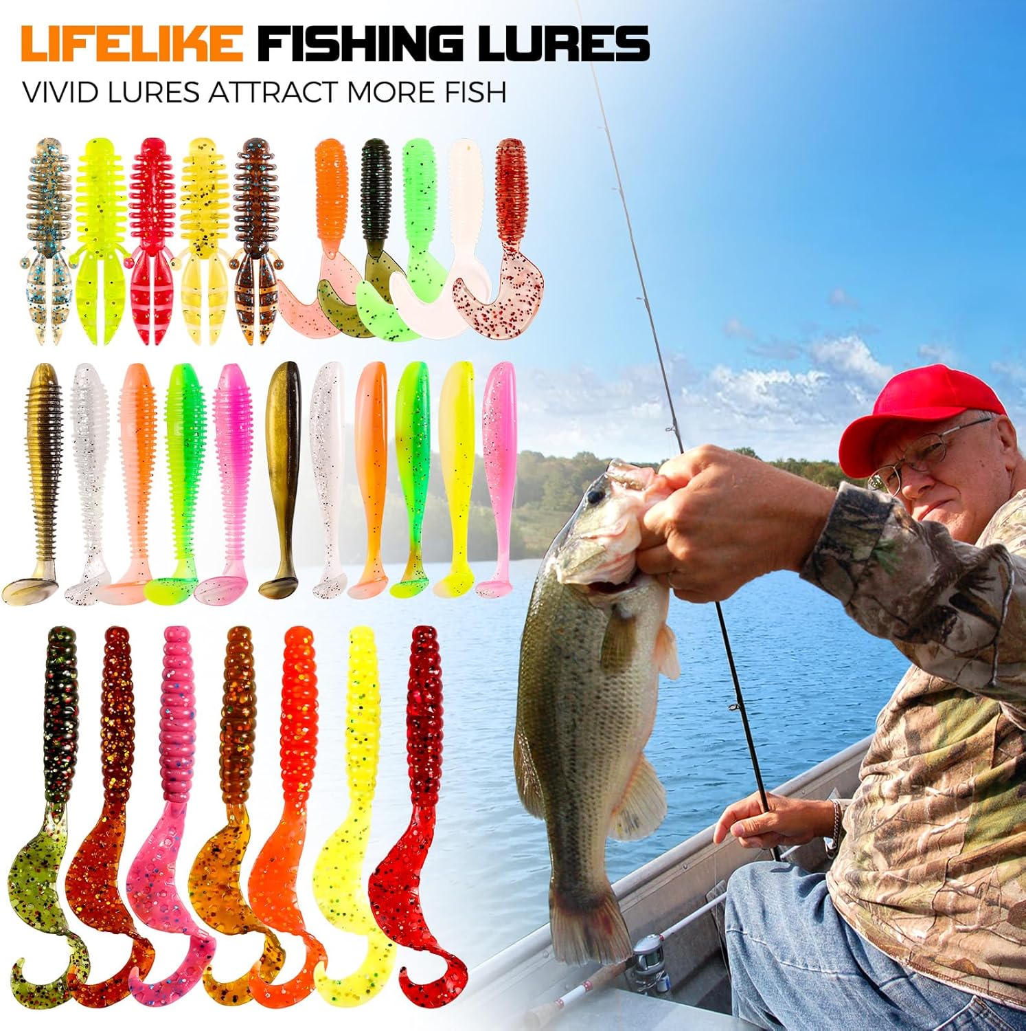 PLUSINNO 108PCS Fishing Lures Kit with Tackle Box