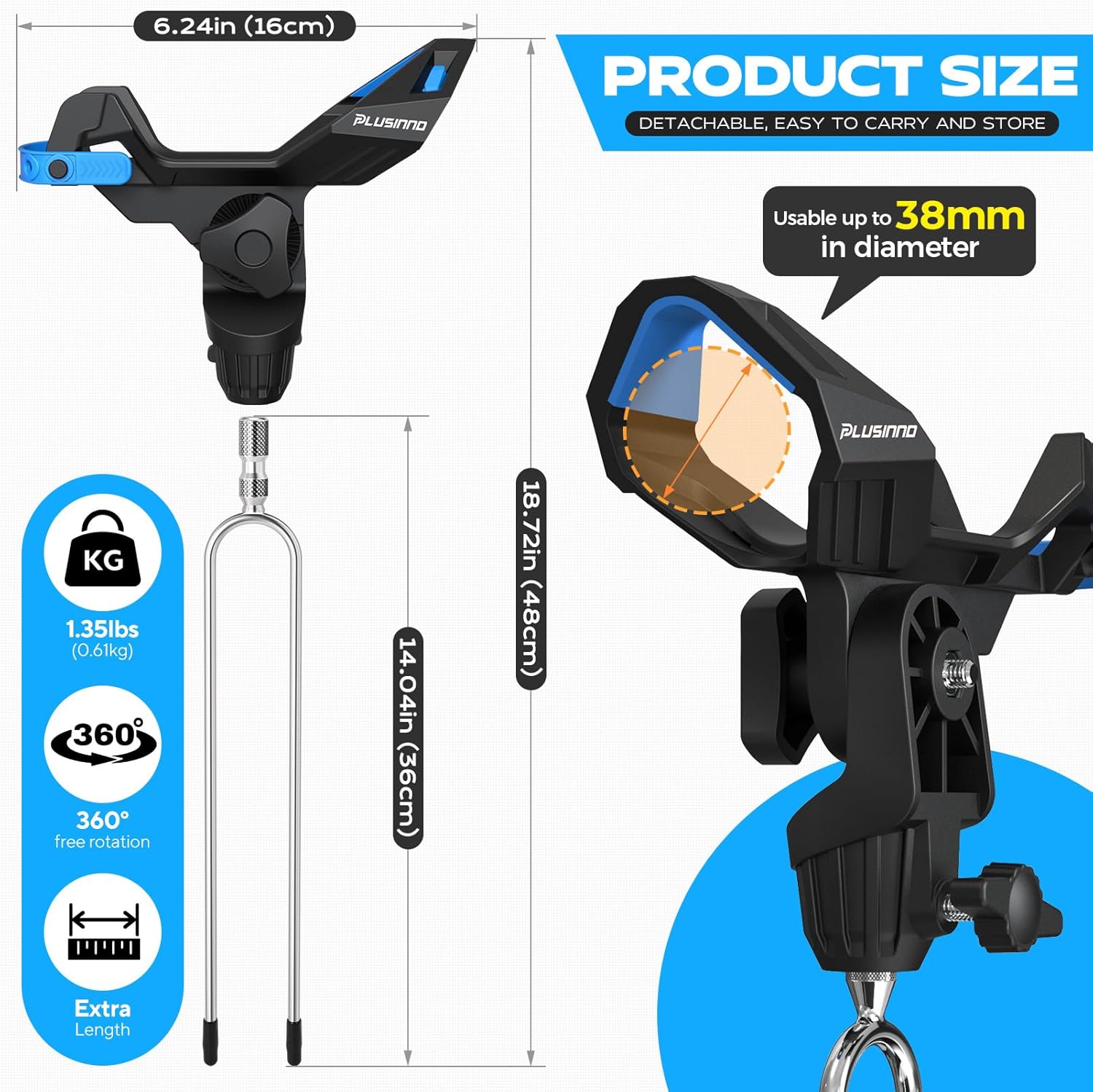 PLUSINNO Upgraded Fishing Rod Holder for Ground,
