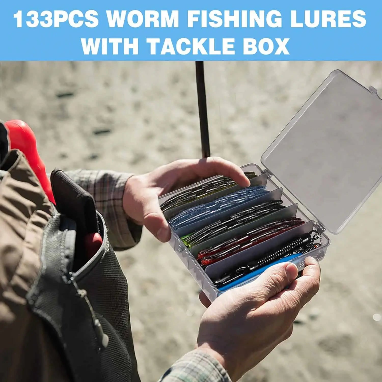  PLUSINNO 133PCS 5.5 Wacky Worm Fishing Lure Kit