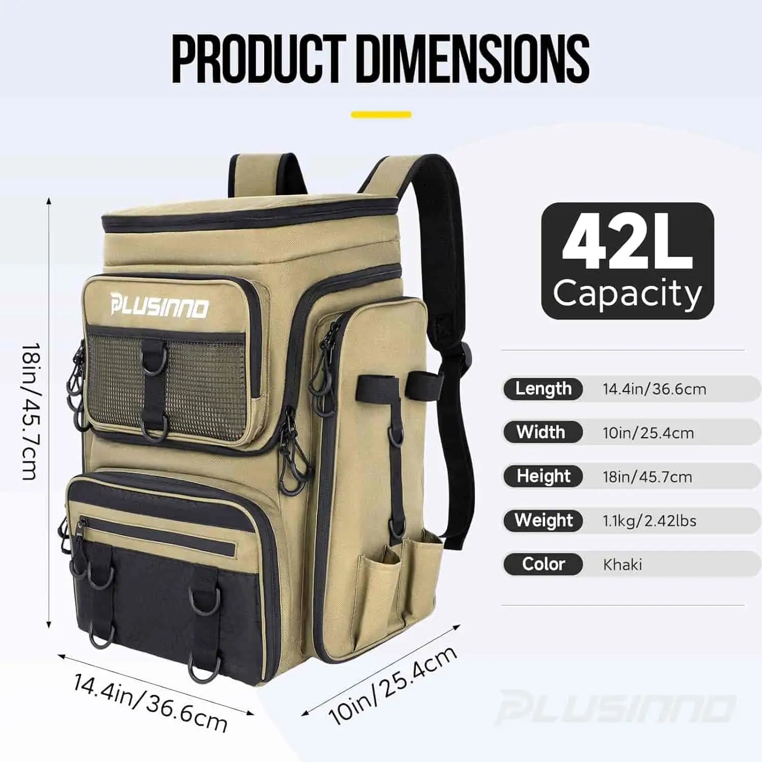 PLUSINNO Water-resistant Large Storage Fishing Tackle Bag with Rod Holders