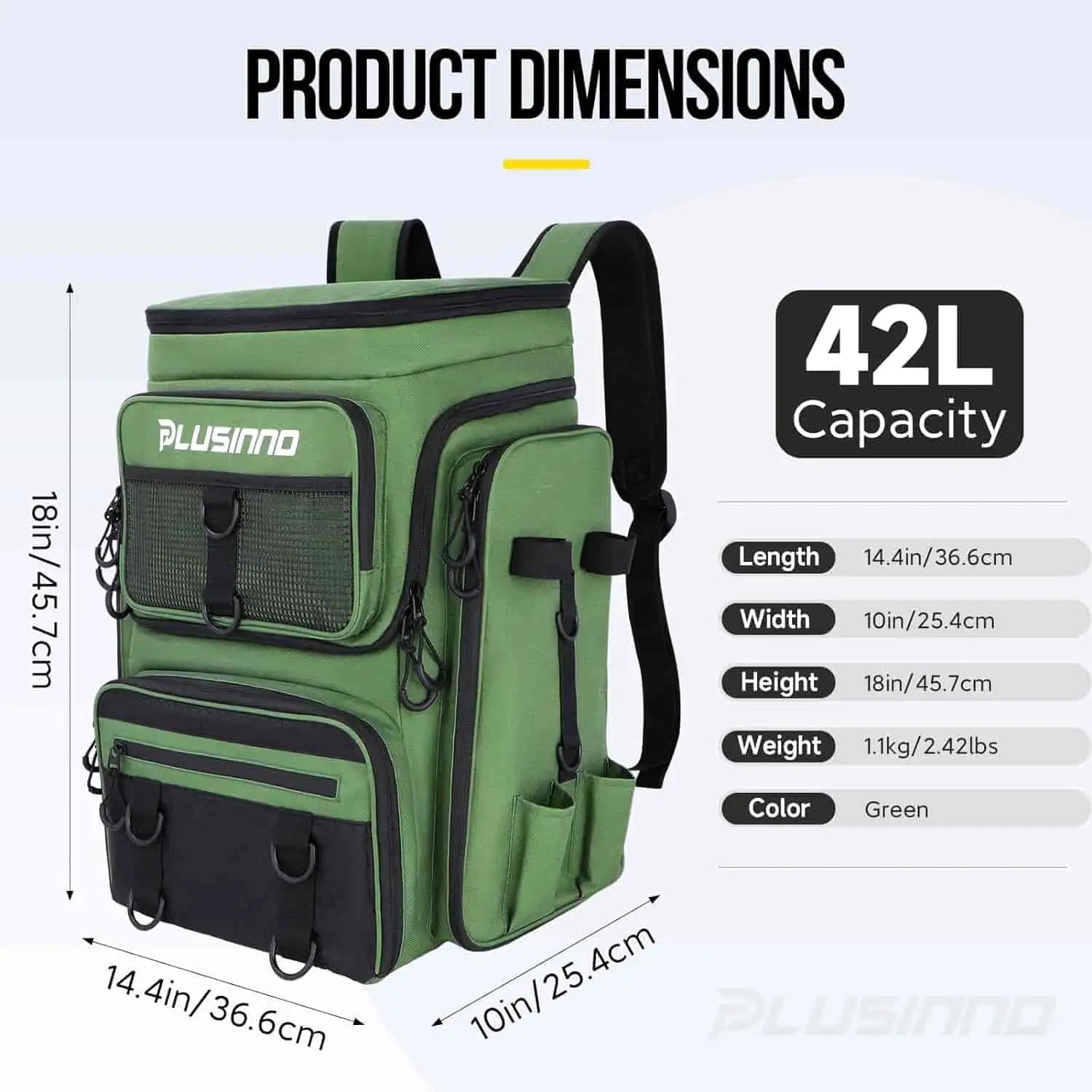 PLUSINNO Water-resistant Large Storage Fishing Tackle Bag with Rod