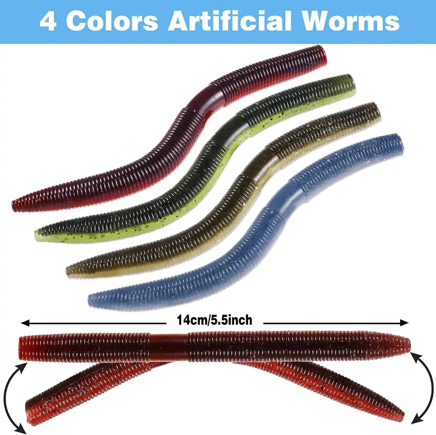 PLUSINNO 133PCS 5.5" Wacky Worm Fishing Lure Kit