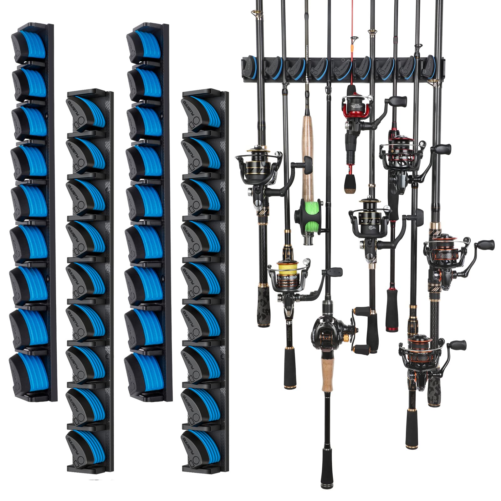 Wooden Fishing Rod Wall Mounted Fishing Rod Storage Rack With 6 Rod Holders