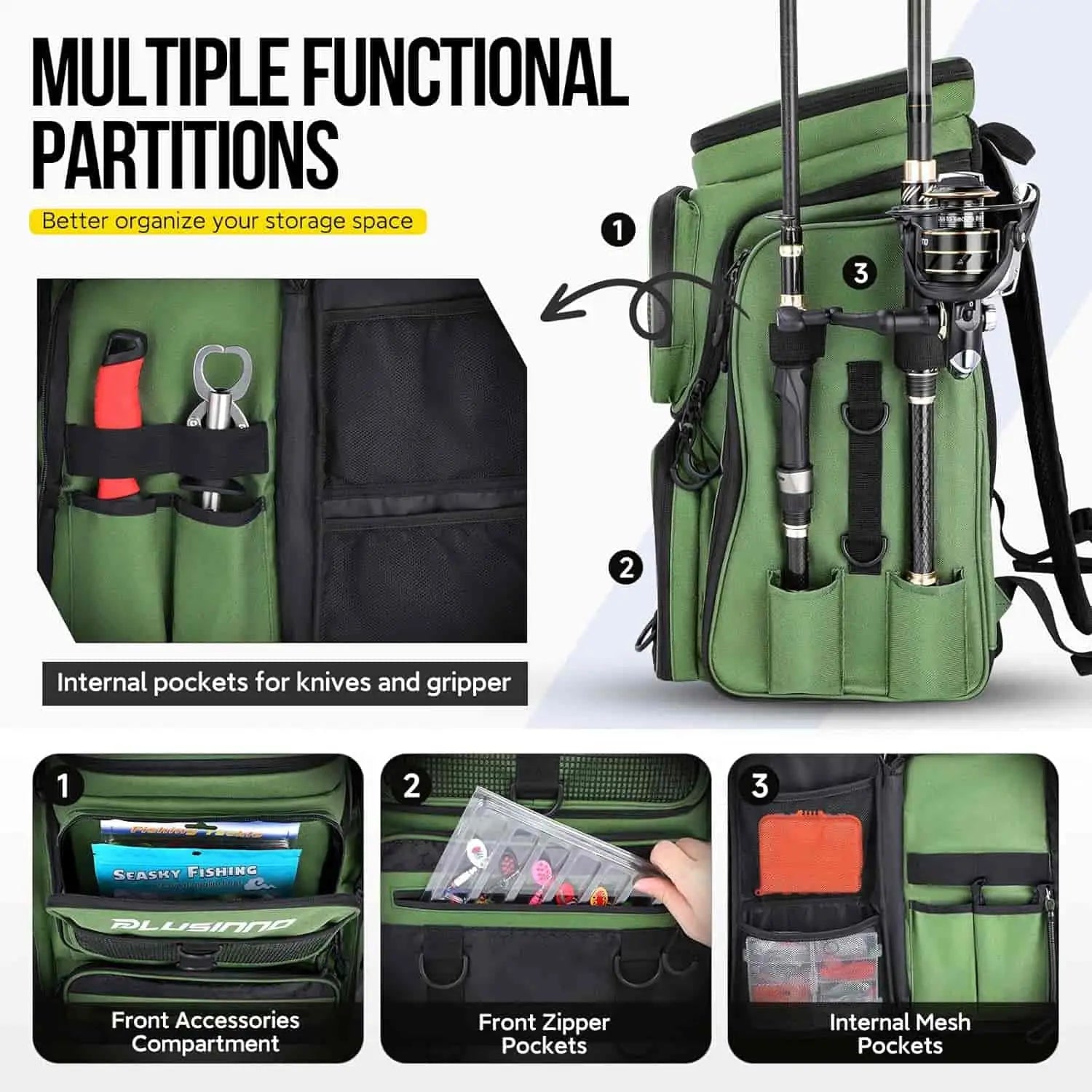 Tackle Box Backpack Rod Holder, Boxes Fishing Bag Large