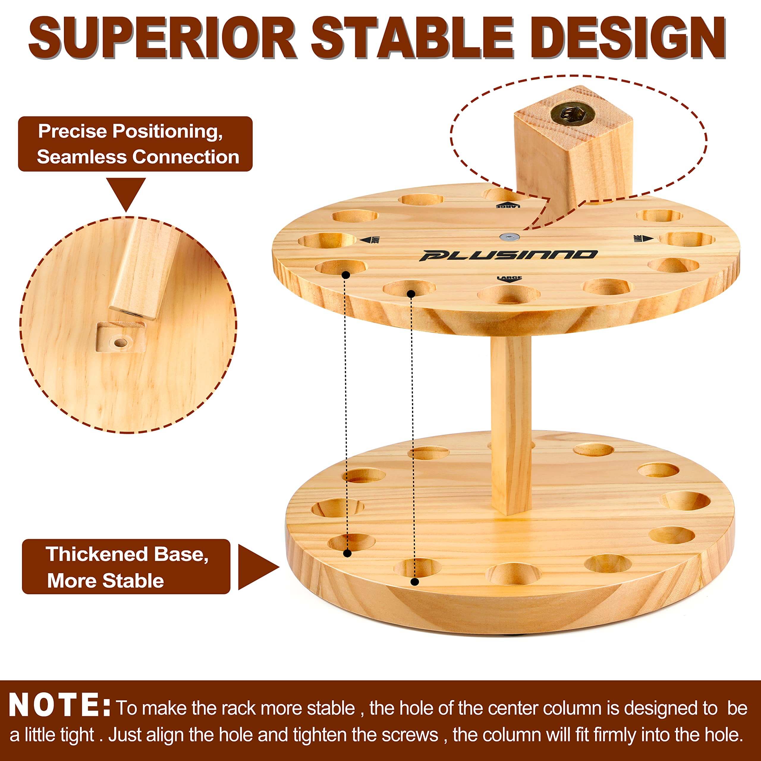 Soporte para caña de pescar de madera PLUSINNO V12 para garaje