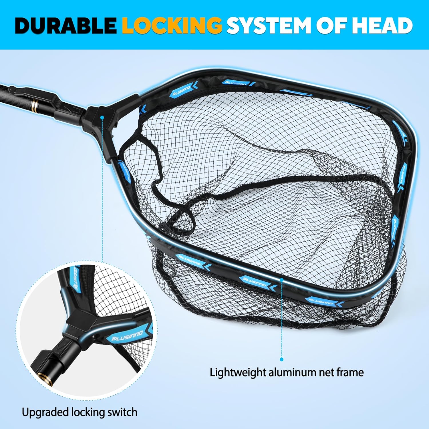extendable fly fishing net PLUSINNO Carbon Fiber Telescopic Handle Floating Fishing Net – Plusinno