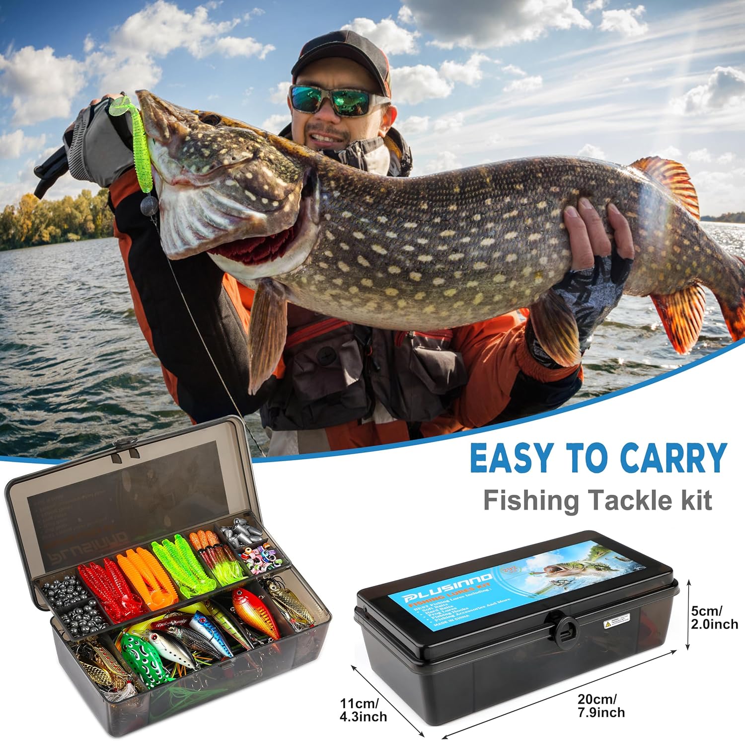 Clearance Sale ：291pcs Fishing Lures Kit, Large Quantity Tackle Box With Tackle Included, Fishing Gear Accessories Set, Bass Fishing Lures Kit With Fishing Box, Father's Day Fishing Gifts For Men