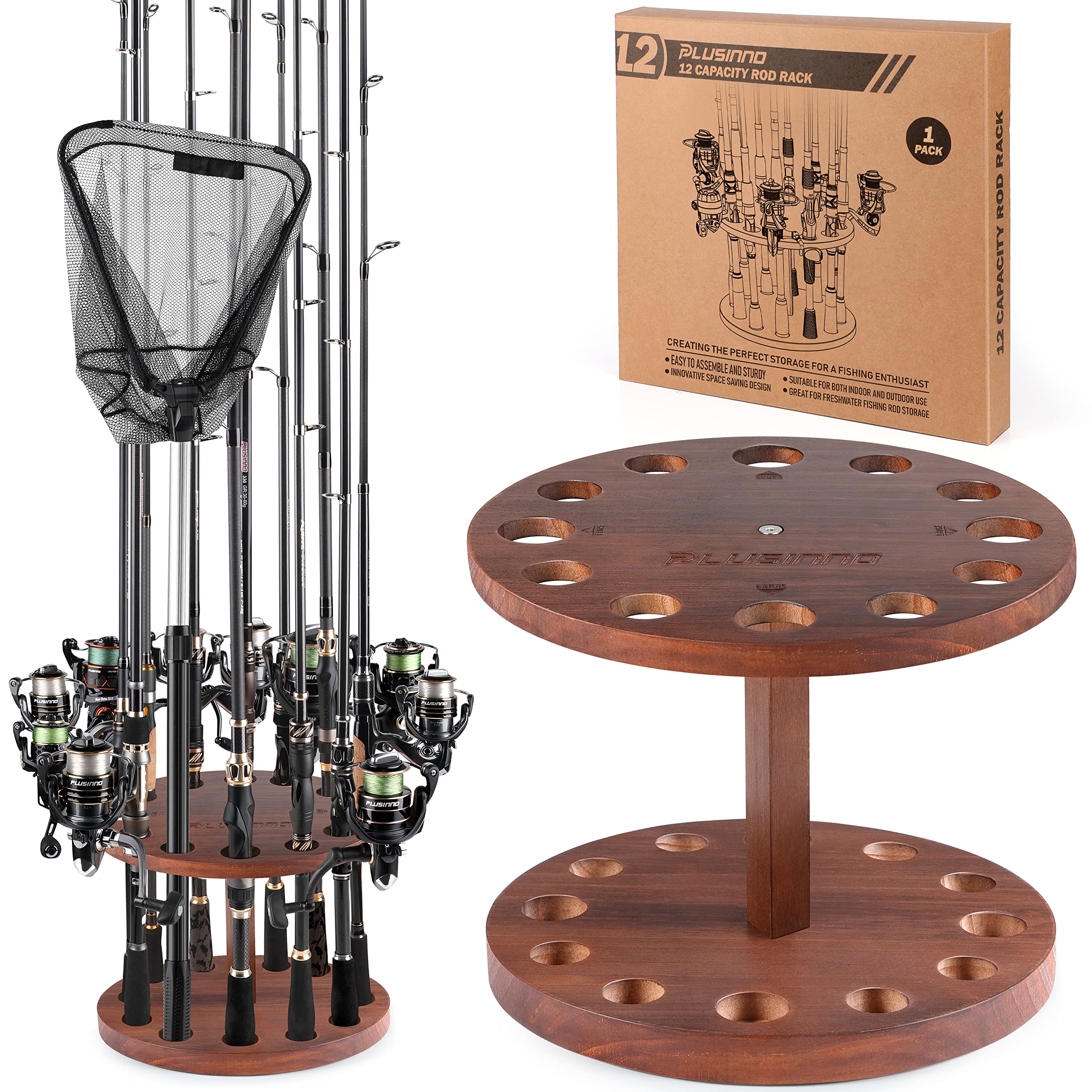PLUSINNO V12 Wood Fishing Rod Holder for Garage – Plusinno PLUSINNO V12 Wood Fishing Rod Holder for Garage – Plusinno
