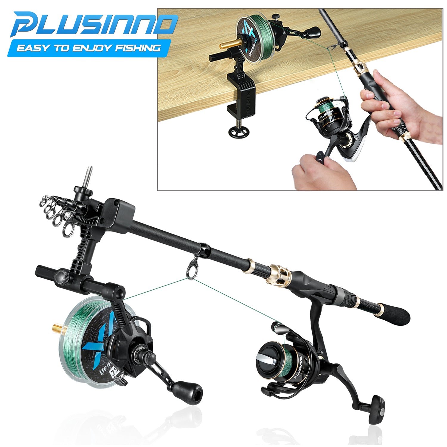 cheap fishing line spooler RUNCL Portable Winder & Reel Spooling Tool for Casting and Spinning Reels Holds up to a 1/4lb spool High-Tension Fishing Line Spooler, No-Twist