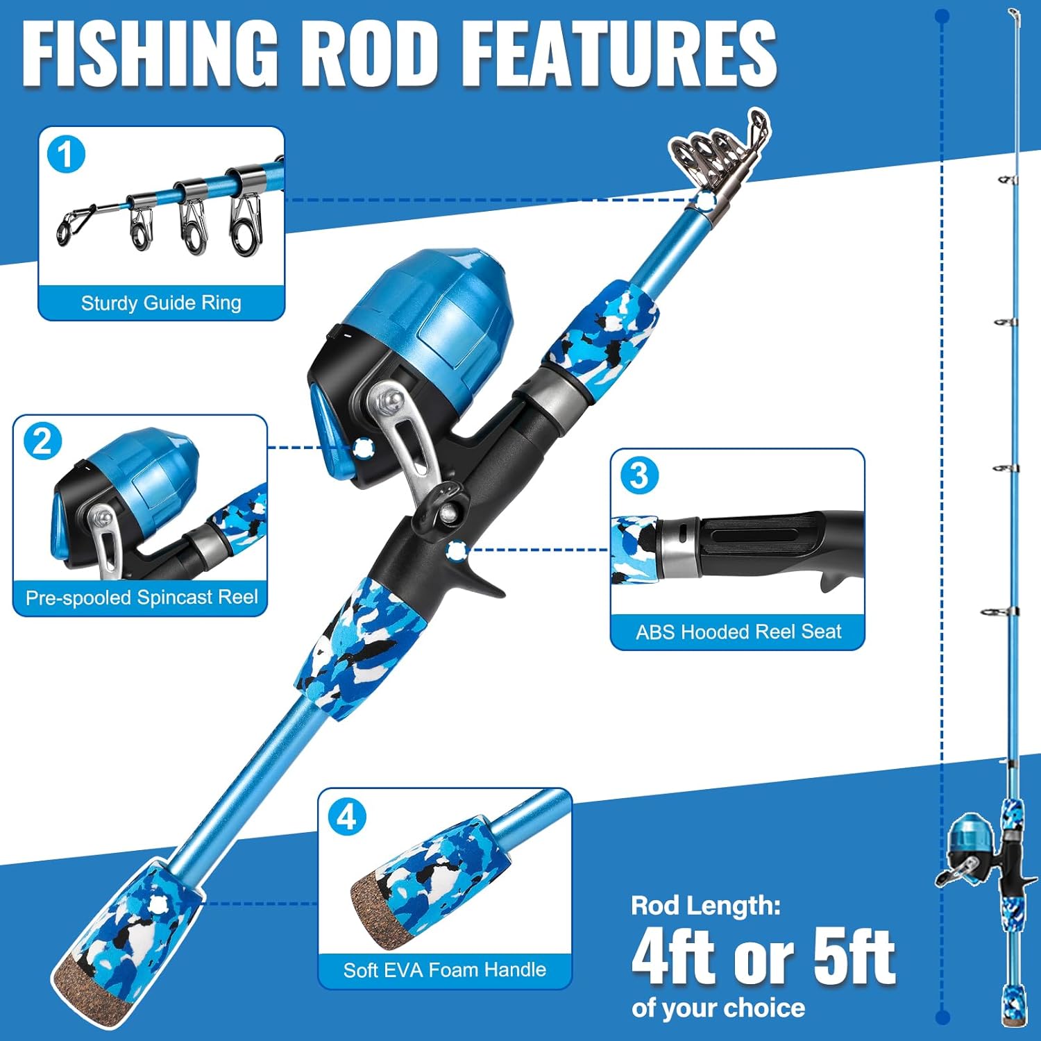 PLUSINNO KFR3 Kids Combo de caña de pescar Kits completos sin red