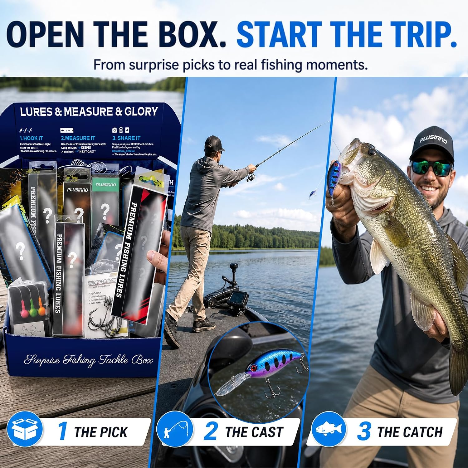 PLUSINNO Surprise Tackle Box Fishing Lures Kit, Fishing GIfts For Men, Dads