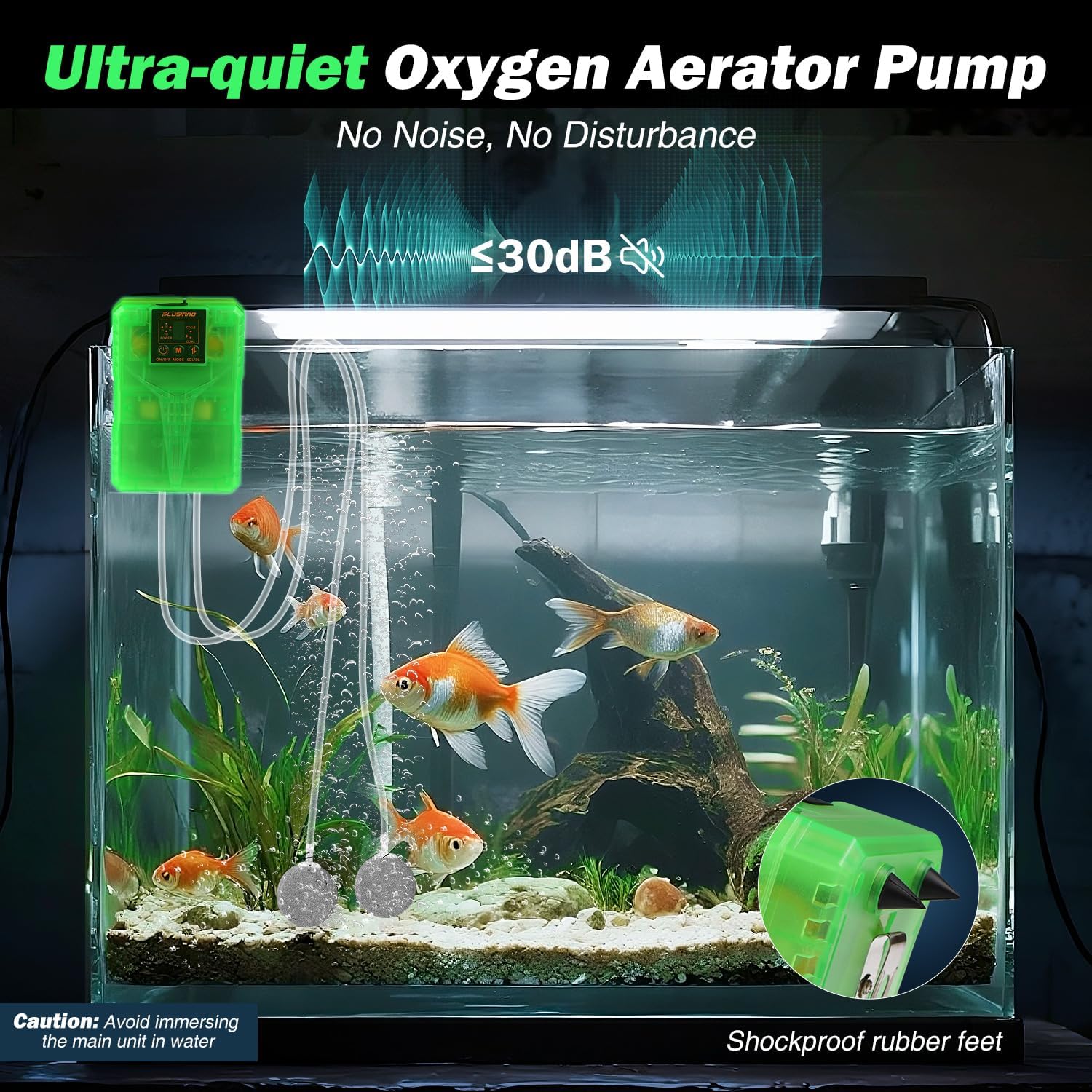 PLUSINNO Rechargeable Aerator for Bait Bucket with 3000mAh Battery