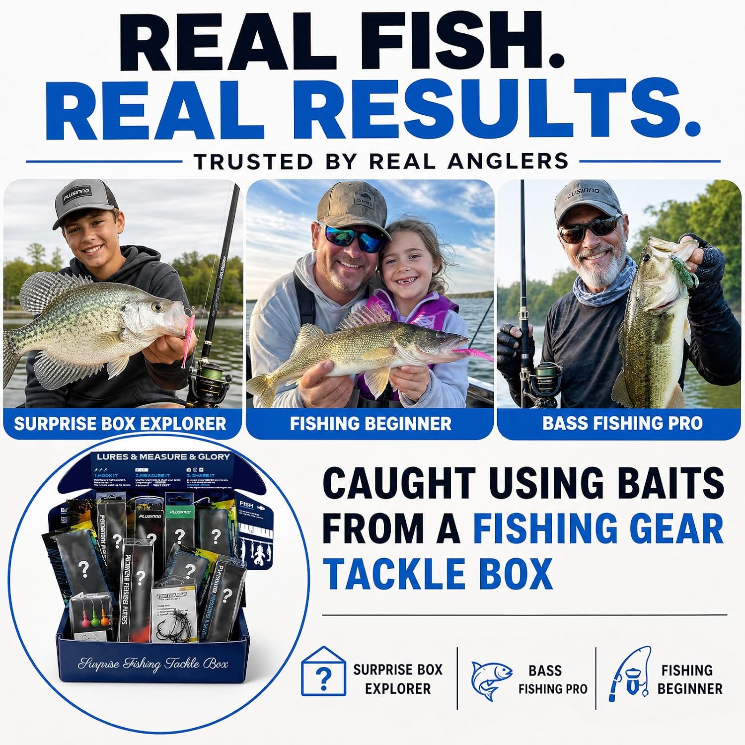 PLUSINNO Surprise Tackle Box Fishing Lures Kit, Fishing GIfts For Men, Dads