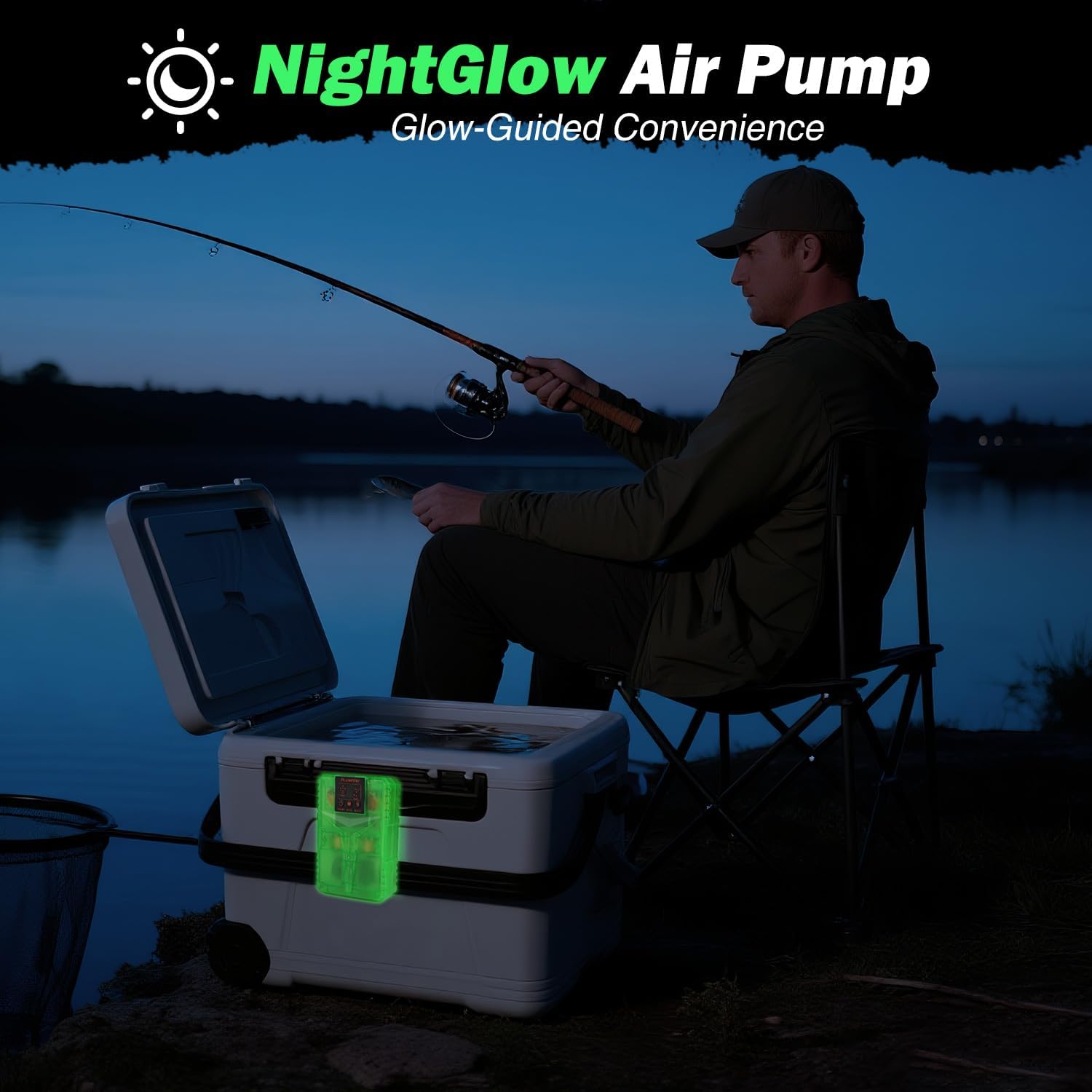 PLUSINNO Rechargeable Aerator for Bait Bucket with 3000mAh Battery