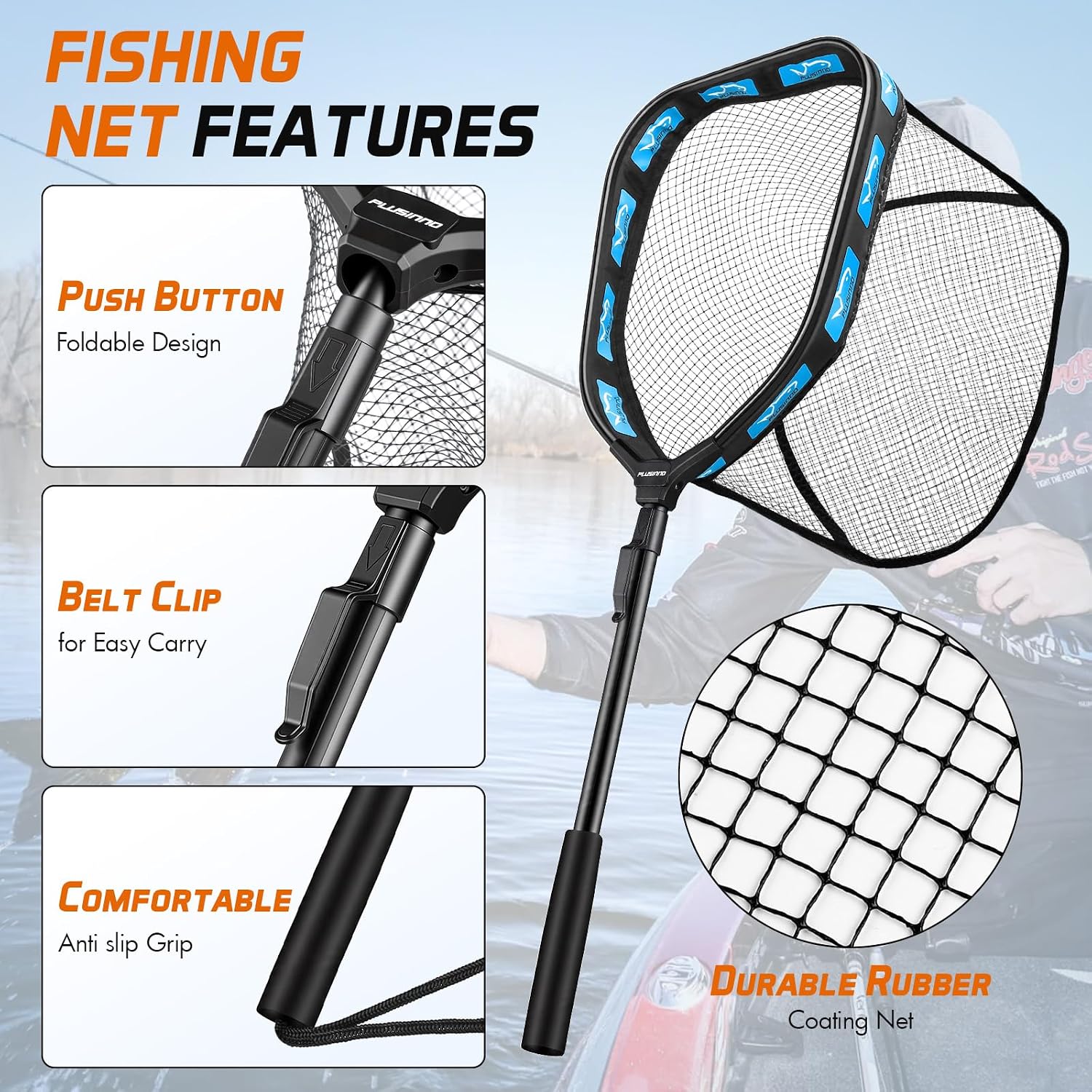 PLUSINNO Fishing Net with Floating Fish Basket 8.6 Gallons, Fishing Gear Kit