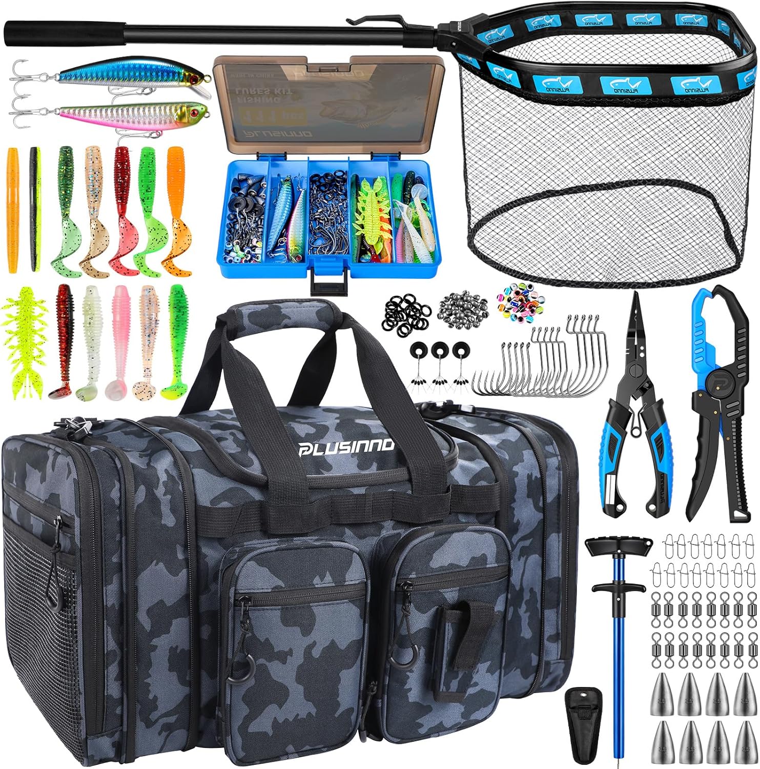 PLUSINNO Tackle Bag - Expandable Fishing Bag with fishing tools