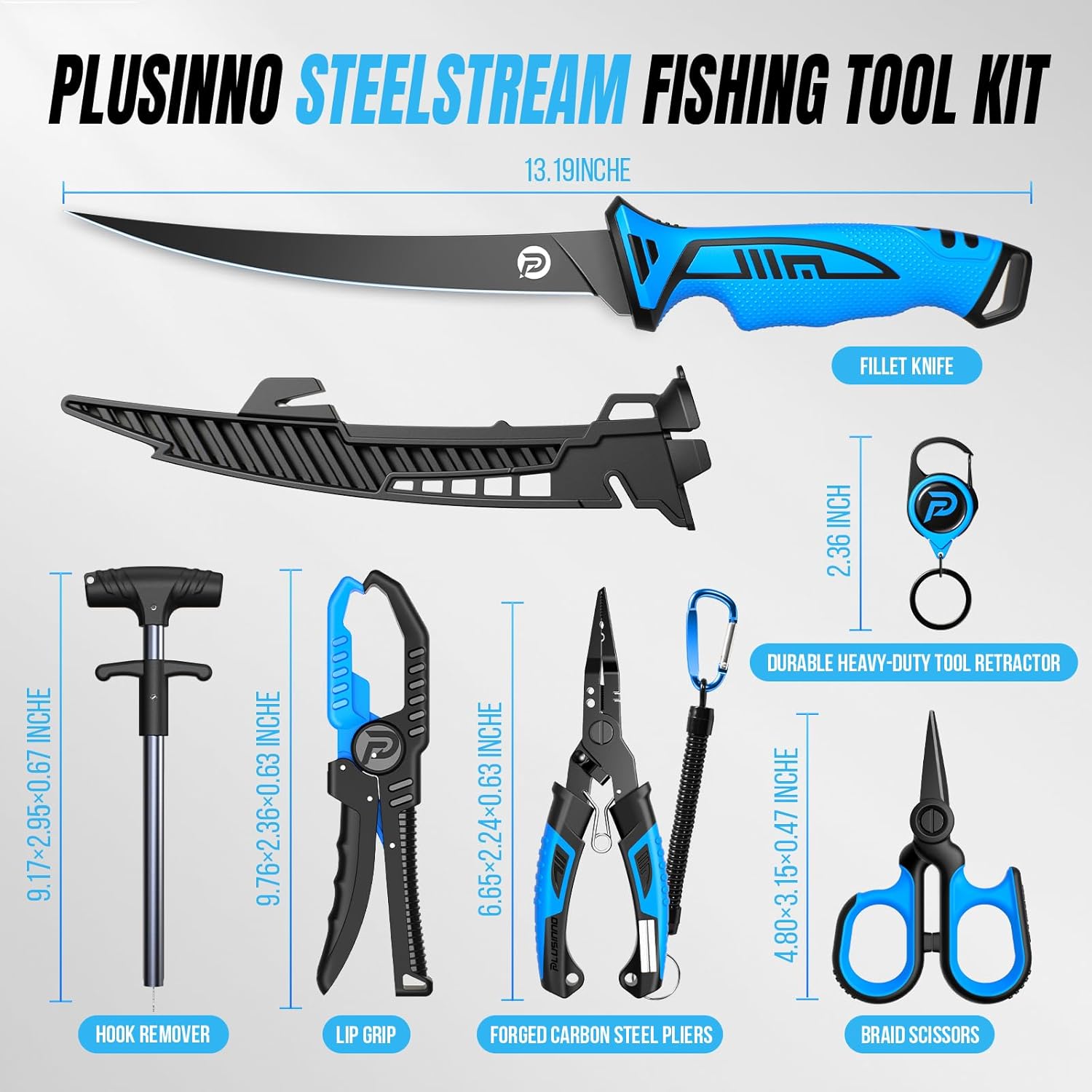 PLUSINNO Fishing Gear, Fishing Tools, Fishing Accessories, Fishing Knife, Corrosion Resistant Fishing Pliers Kit, Floating Fish Lip Gripper Fishing Gifts for Men, Gifts for Fishermen