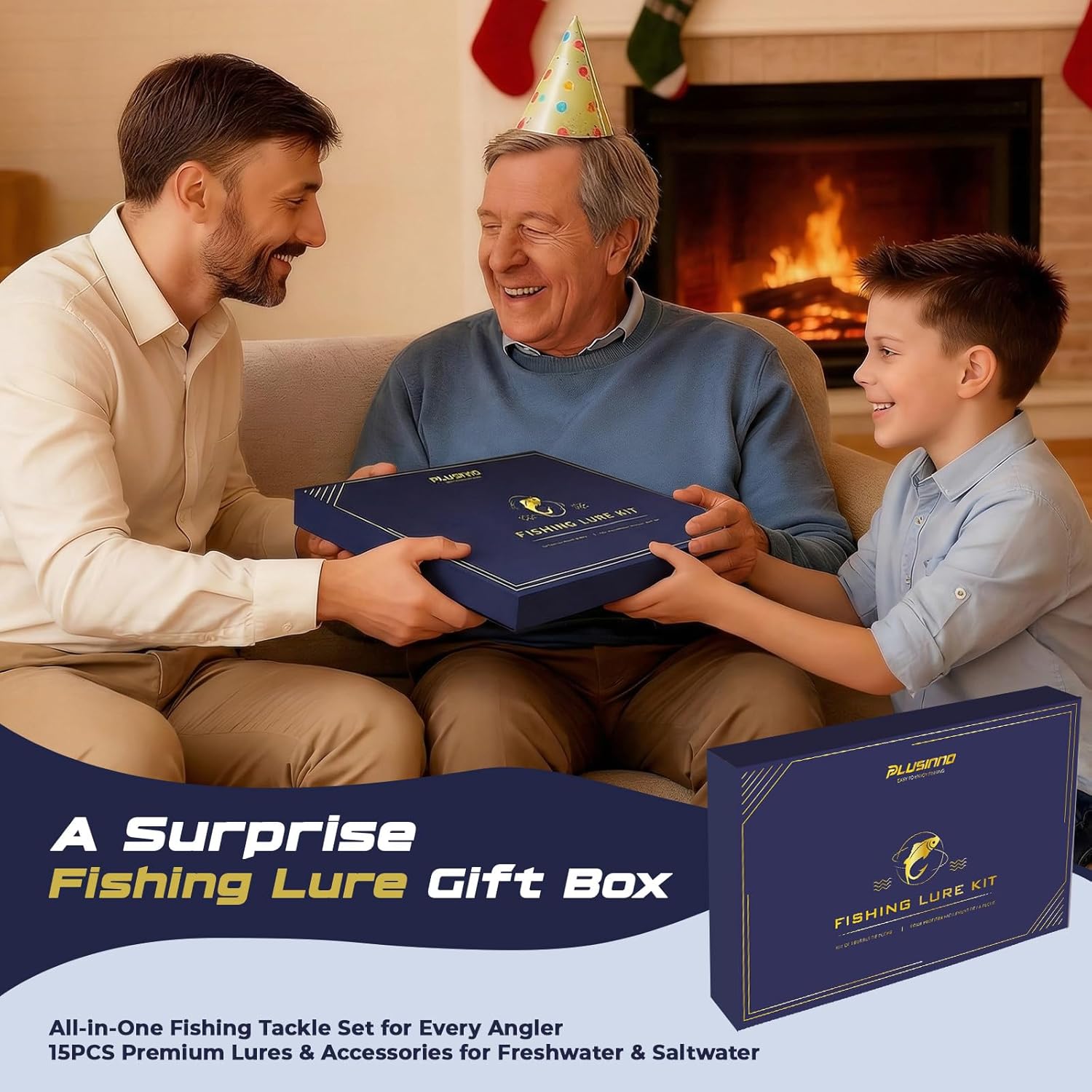 PLUSINNO Fishing Lures - Gifts Tackle Box,  Fishing Gifts for Men,Father