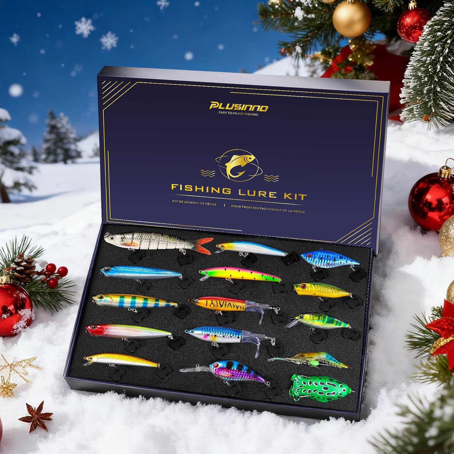 PLUSINNO Fishing Lures - Gifts Tackle Box,  Fishing Gifts for Men,Father
