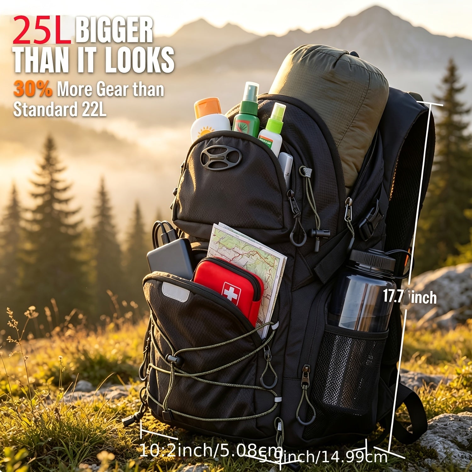 25L Water Backpack Detachable Phone Pouch & Helmet Holder