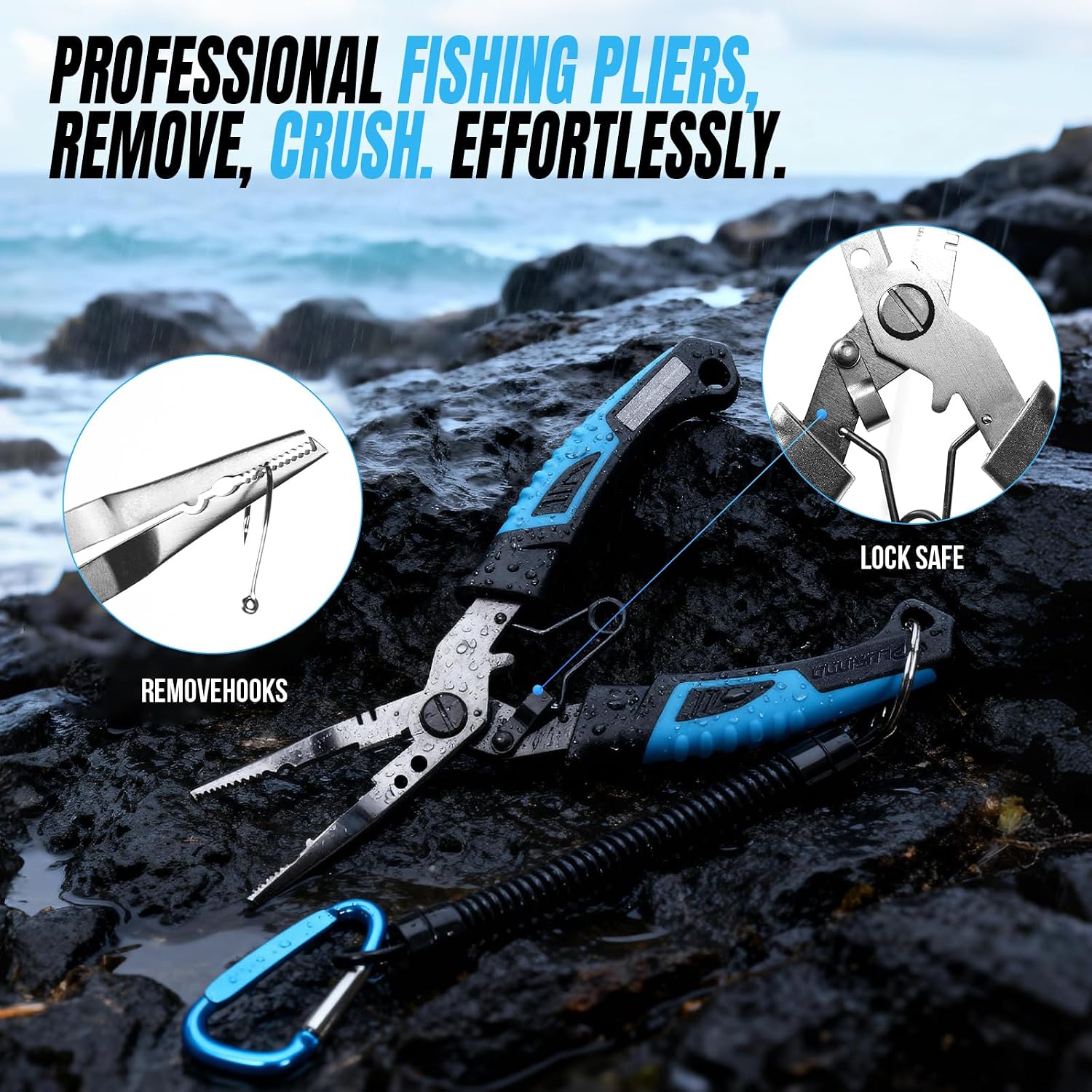 PLUSINNO 9PCS Fishing Gear, Fishing Tools with Tools Bag, Fishing Accessories, Corrosion Resistant Fishing Pliers Kit, Fishing Knife, Fish Lip Gripper, Fishing Scale, Towel