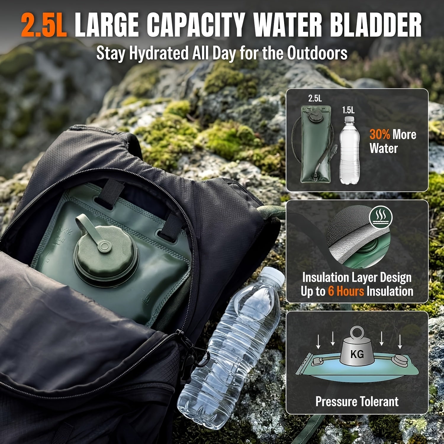25L Water Backpack Detachable Phone Pouch & Helmet Holder