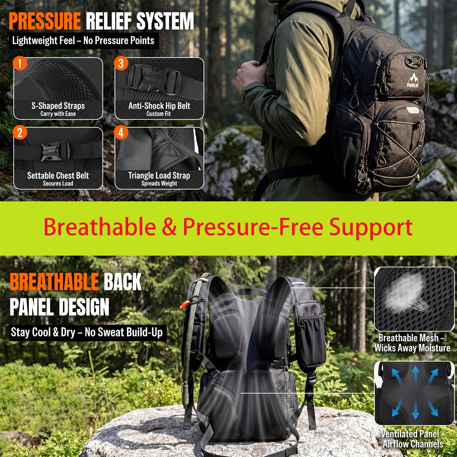 25L Water Backpack Detachable Phone Pouch & Helmet Holder