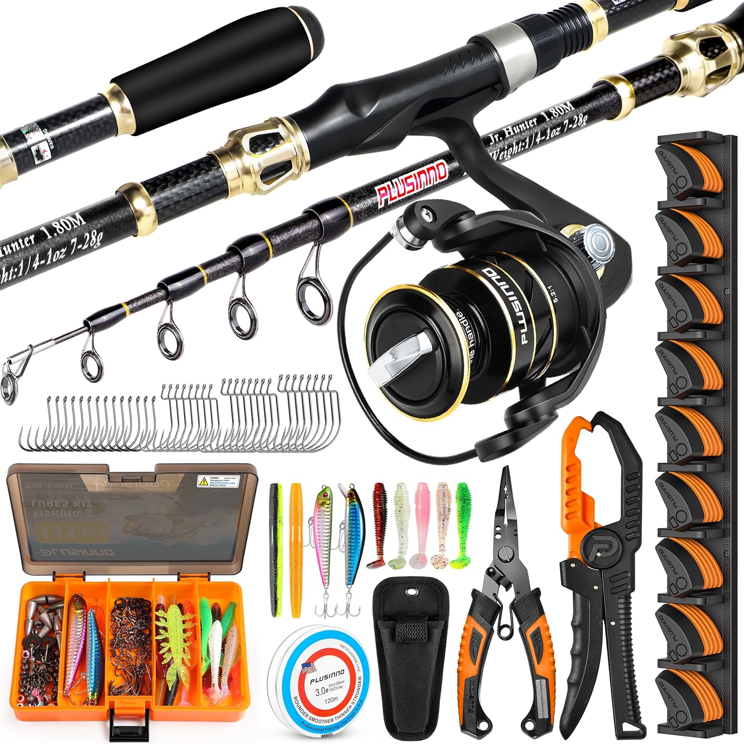 PLUSINNO Fishing Gear,Full Fishing Pole kit, Fishing Gifts for Men with Fishing Tool Kit