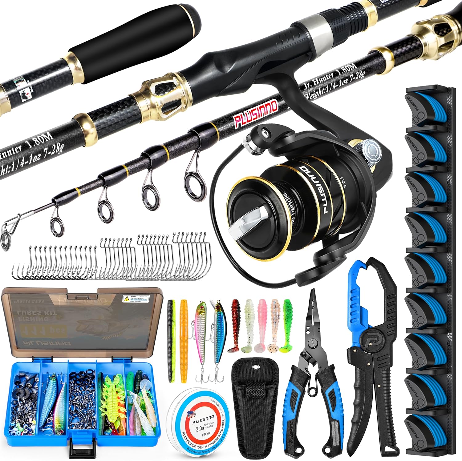 PLUSINNO Fishing Gear,Full Fishing Pole kit, Fishing Gifts for Men with Fishing Tool Kit