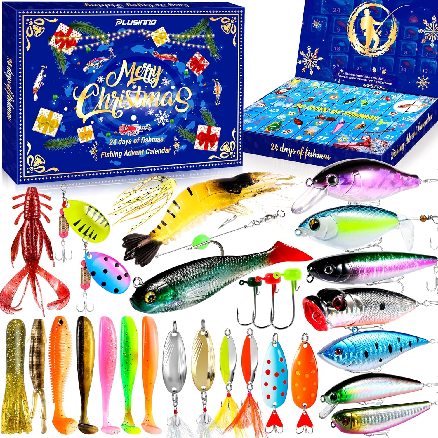 PLUSINNO Fishing Advent Calendar 2026 Lure Xmas Gift Adult Men Teen Boys