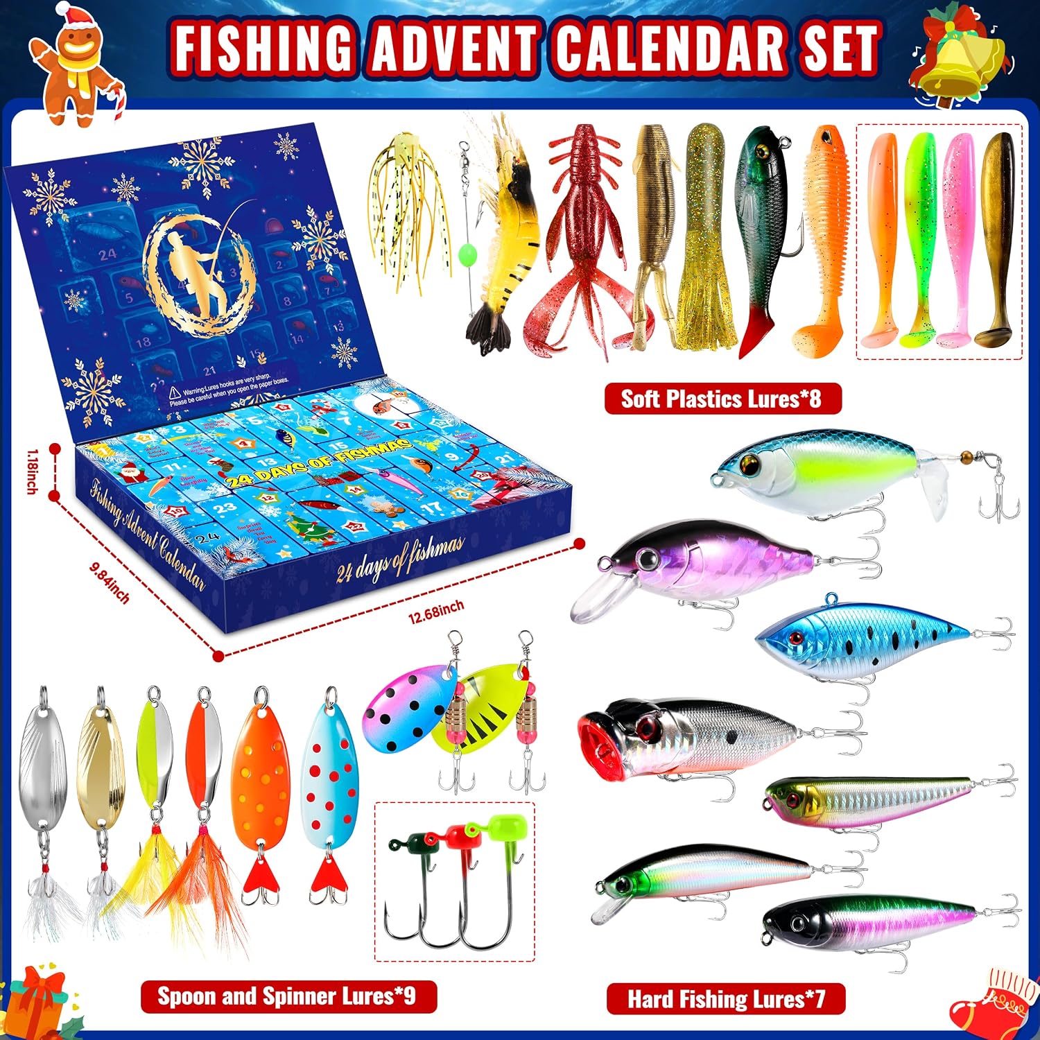 PLUSINNO Fishing Advent Calendar 2026 Lure Xmas Gift Adult Men Teen Boys