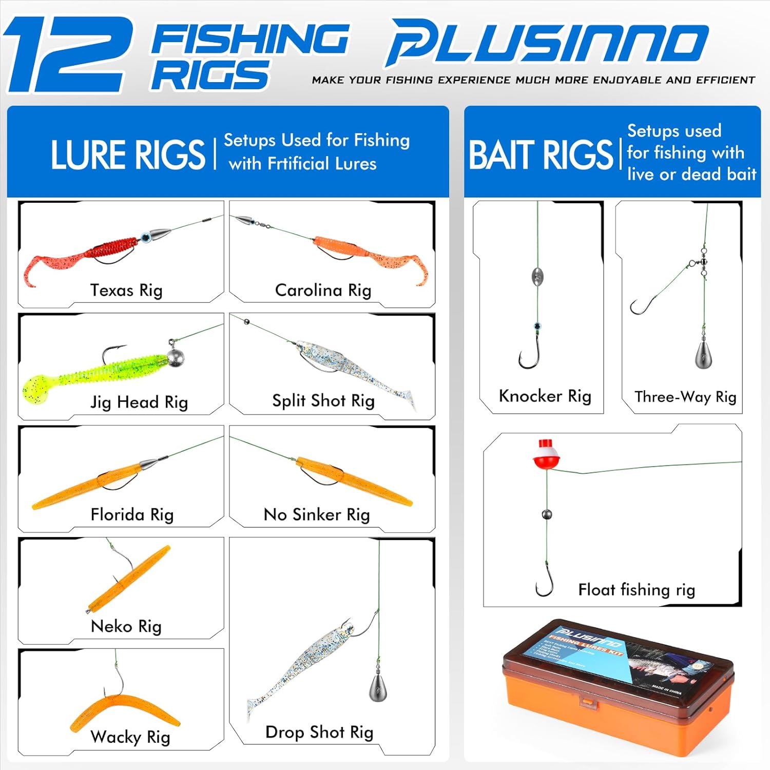 PLUSINNO 353PCS Fishing Lures,Upgrade Fishing Tackle Box with Tackle Included, Crankbaits, Hooks, Weights, Other Accessories