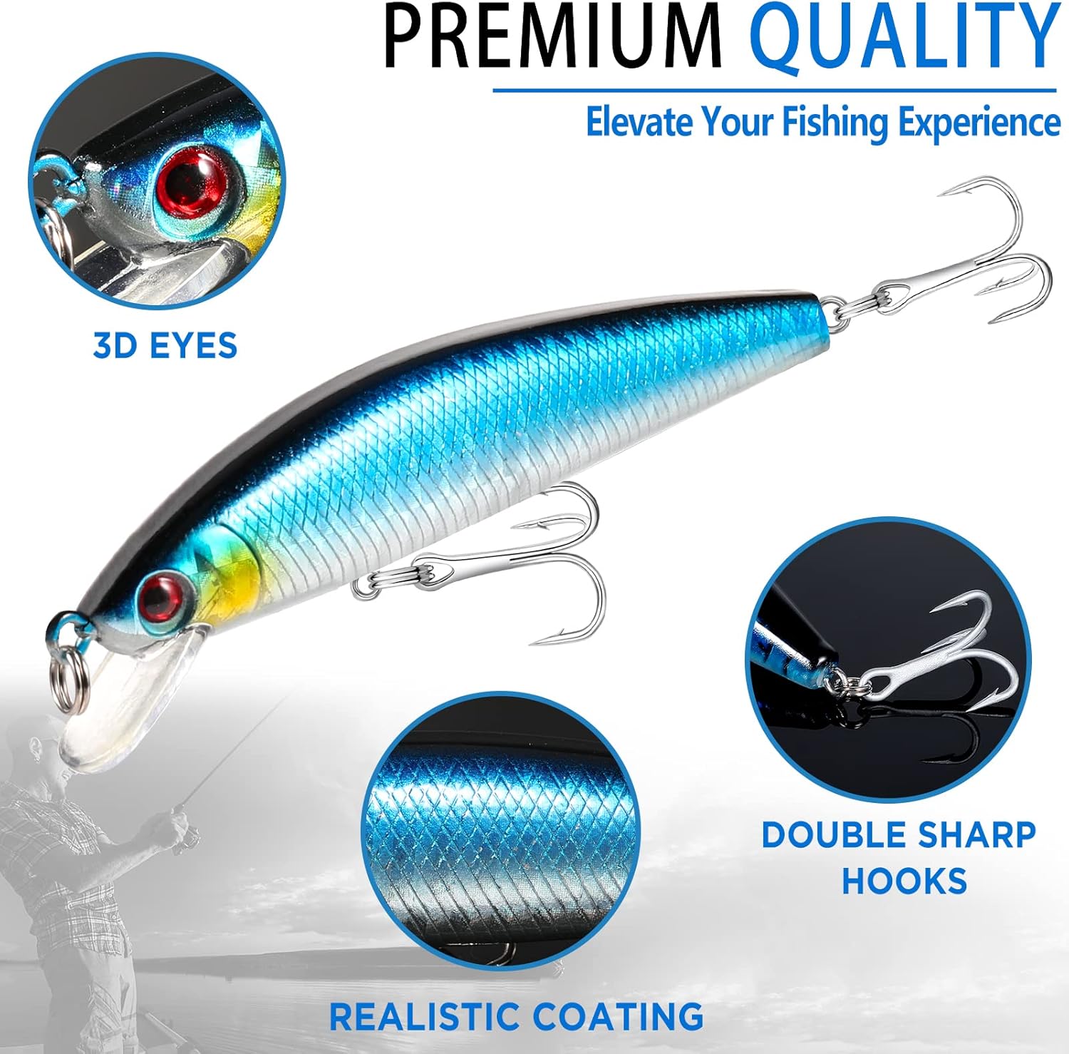 PLUSINNO 353PCS Fishing Lures,Upgrade Fishing Tackle Box with Tackle Included, Crankbaits, Hooks, Weights, Other Accessories
